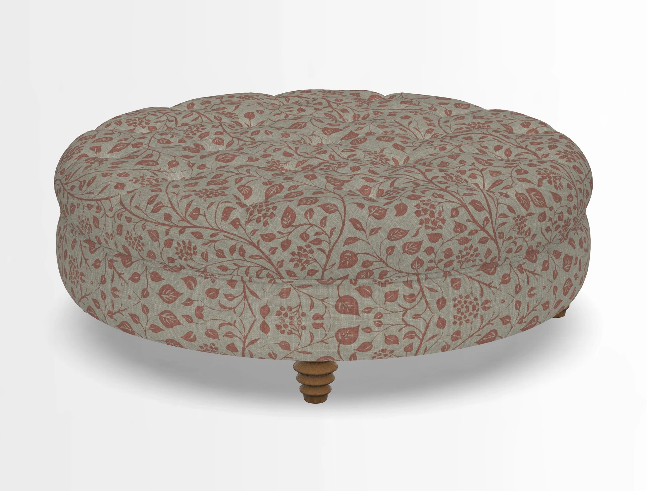 Helmsley Round Footstool in Linwood Omega Velvet Navy