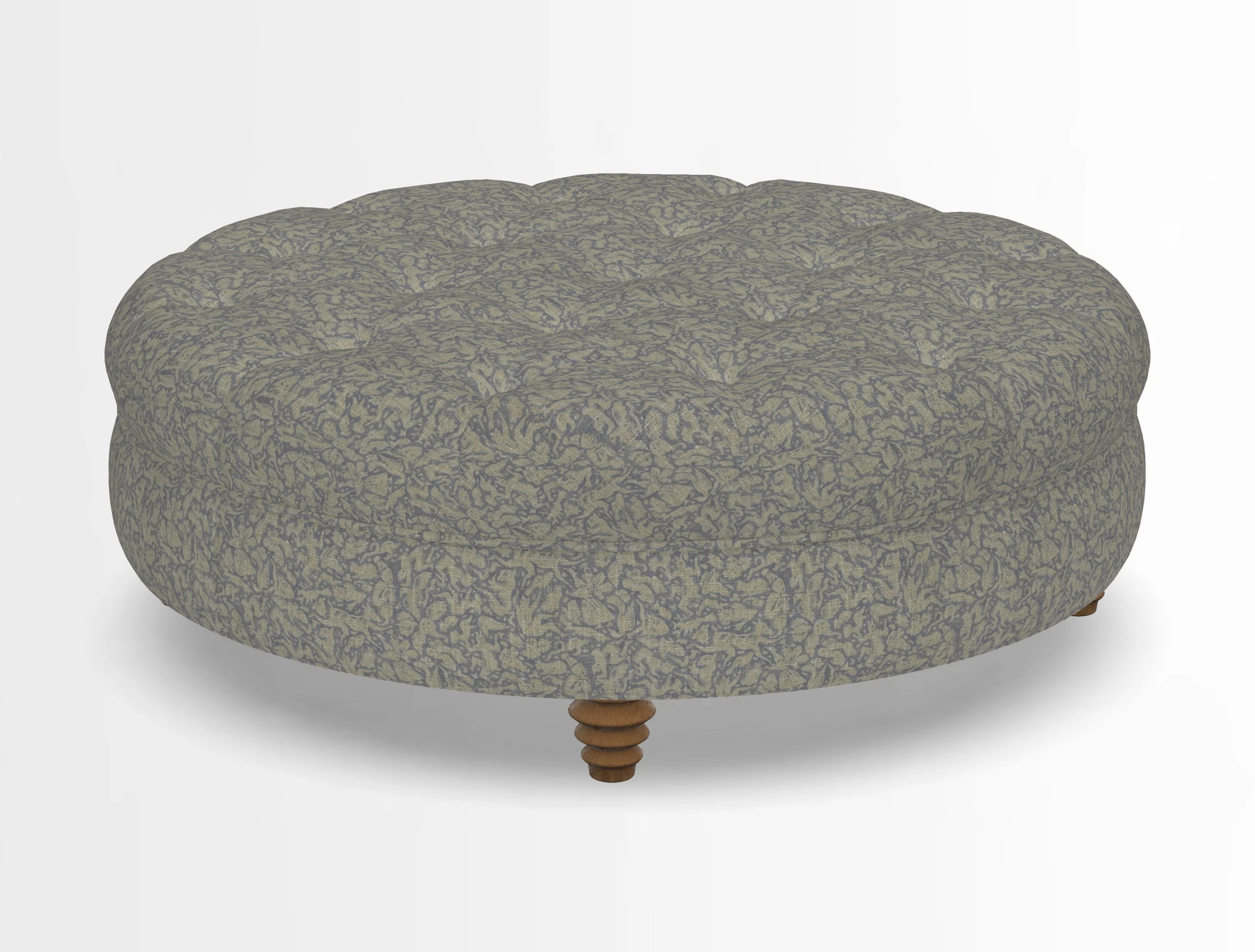 Helmsley Round Footstool in Linwood Omega Velvet Navy