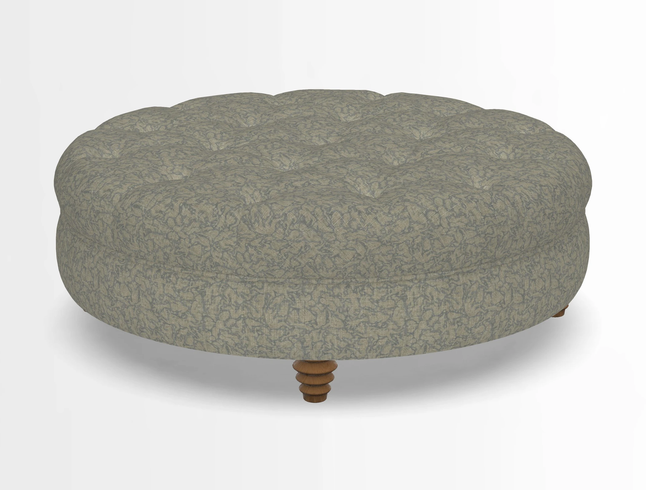Helmsley Round Footstool in Linwood Omega Velvet Navy