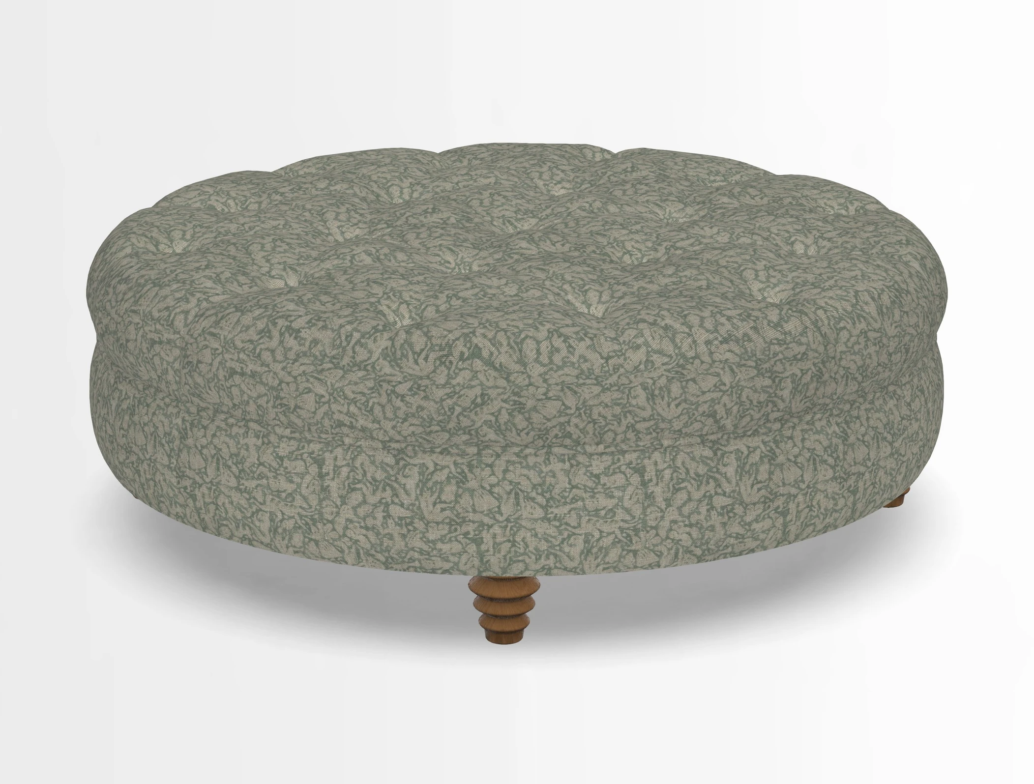 Helmsley Round Footstool in Linwood Omega Velvet Navy