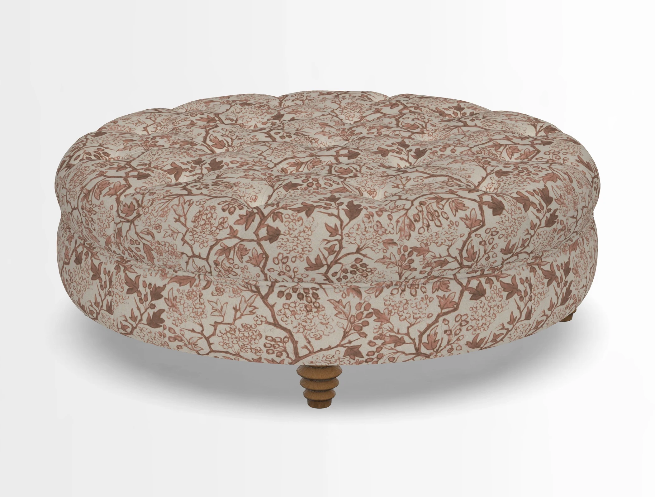 Helmsley Round Footstool in Linwood Omega Velvet Navy