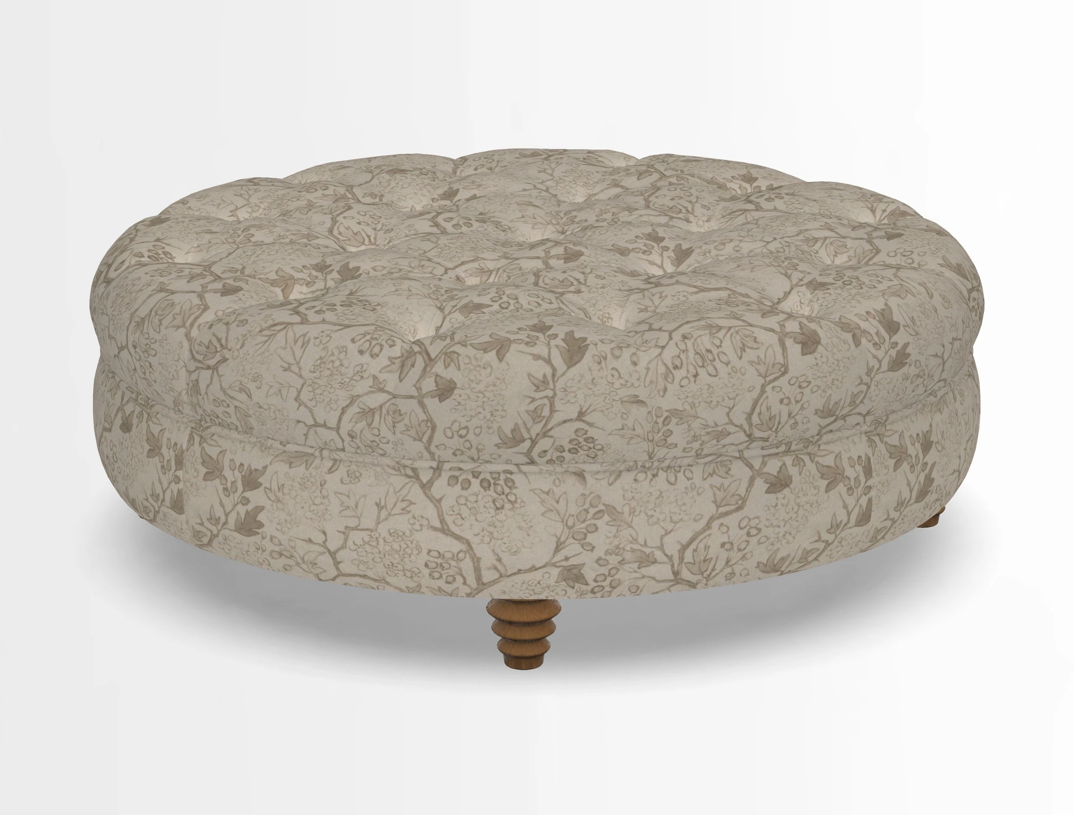 Helmsley Round Footstool in Linwood Omega Velvet Navy