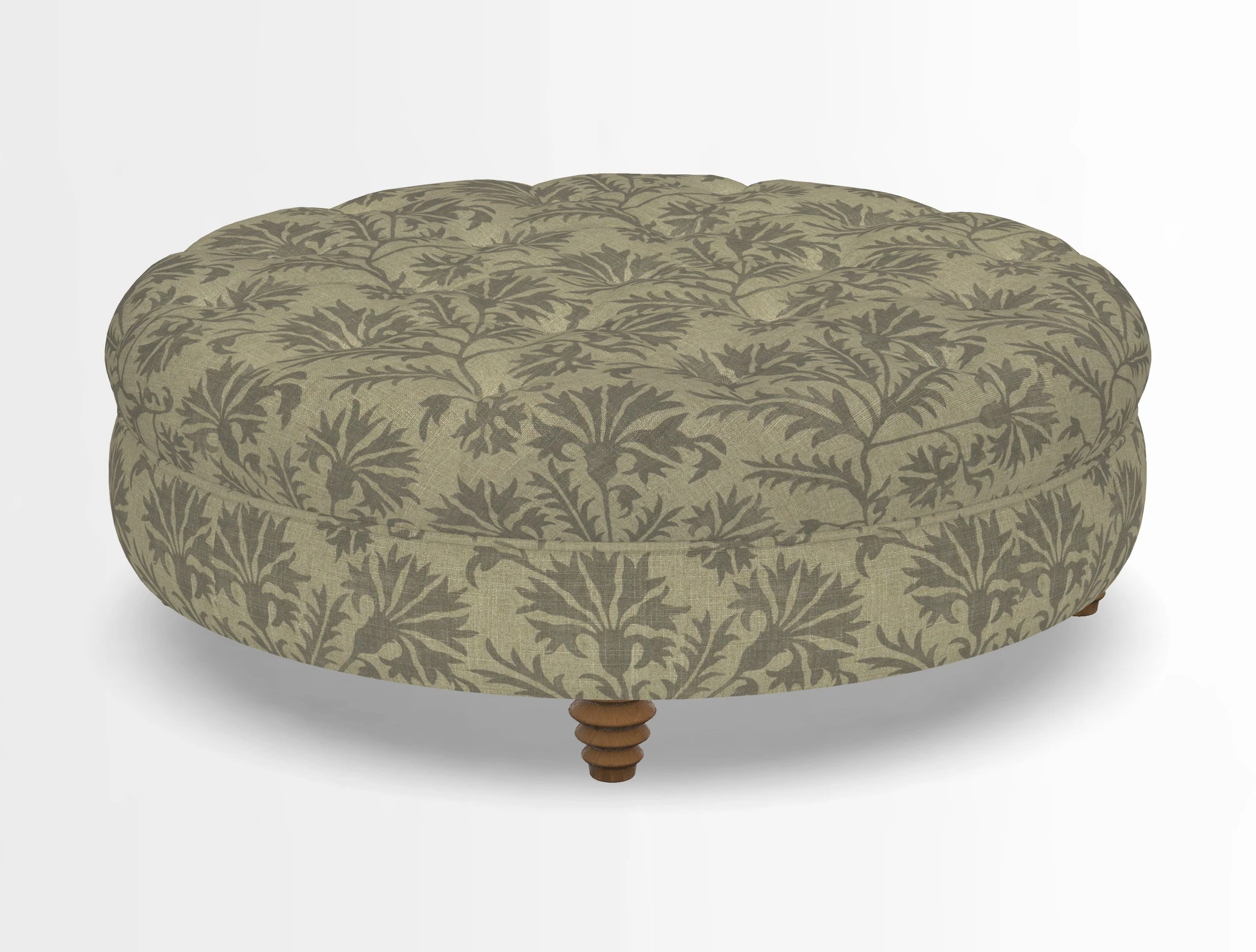 Helmsley Round Footstool in Linwood Omega Velvet Navy