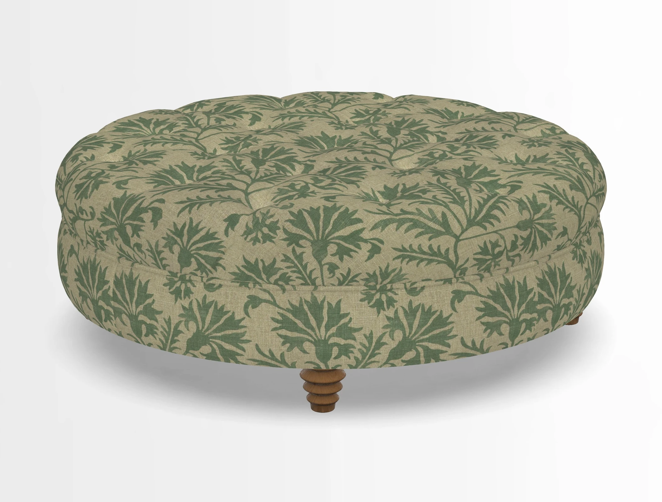 Helmsley Round Footstool in Linwood Omega Velvet Navy