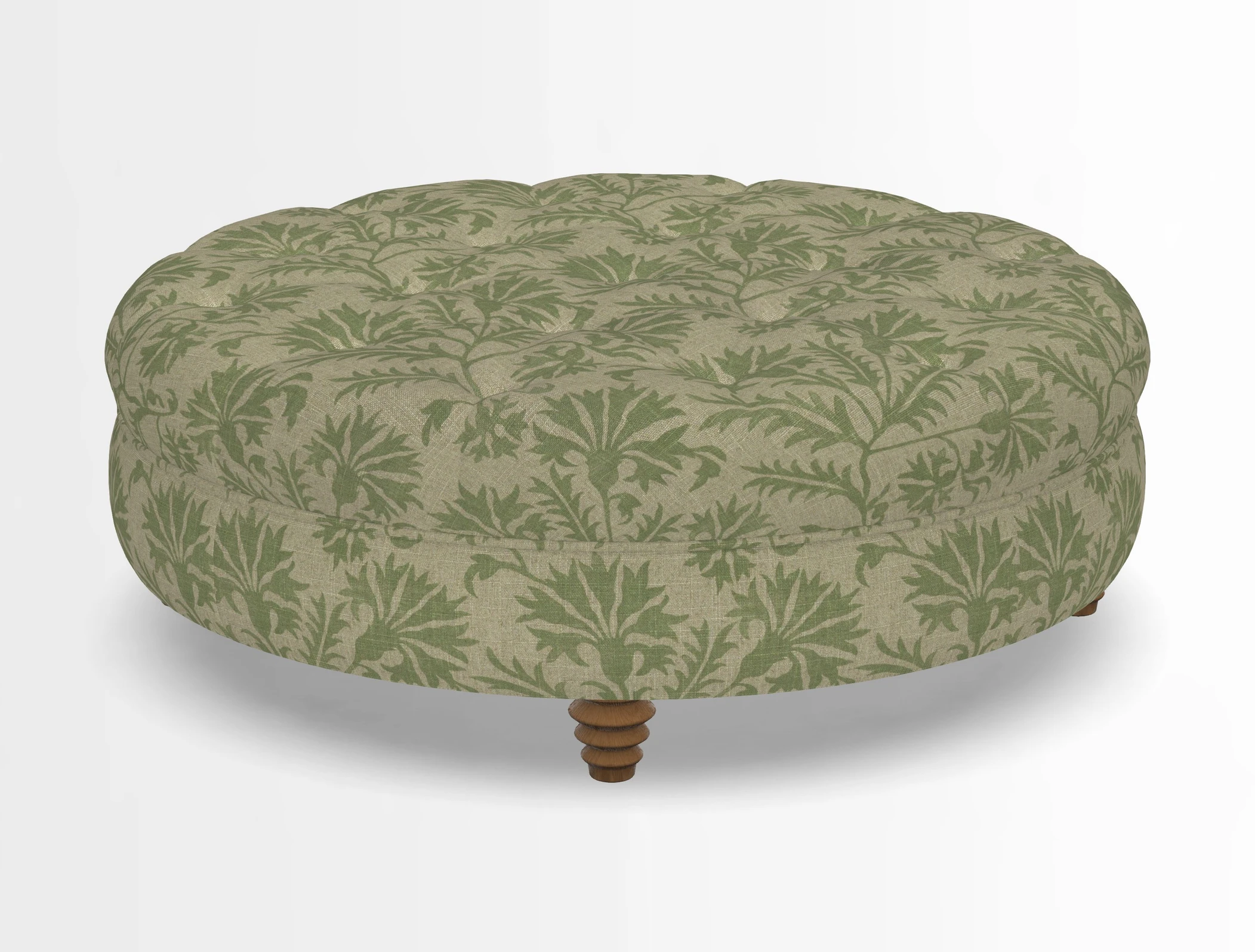 Helmsley Round Footstool in Linwood Omega Velvet Navy