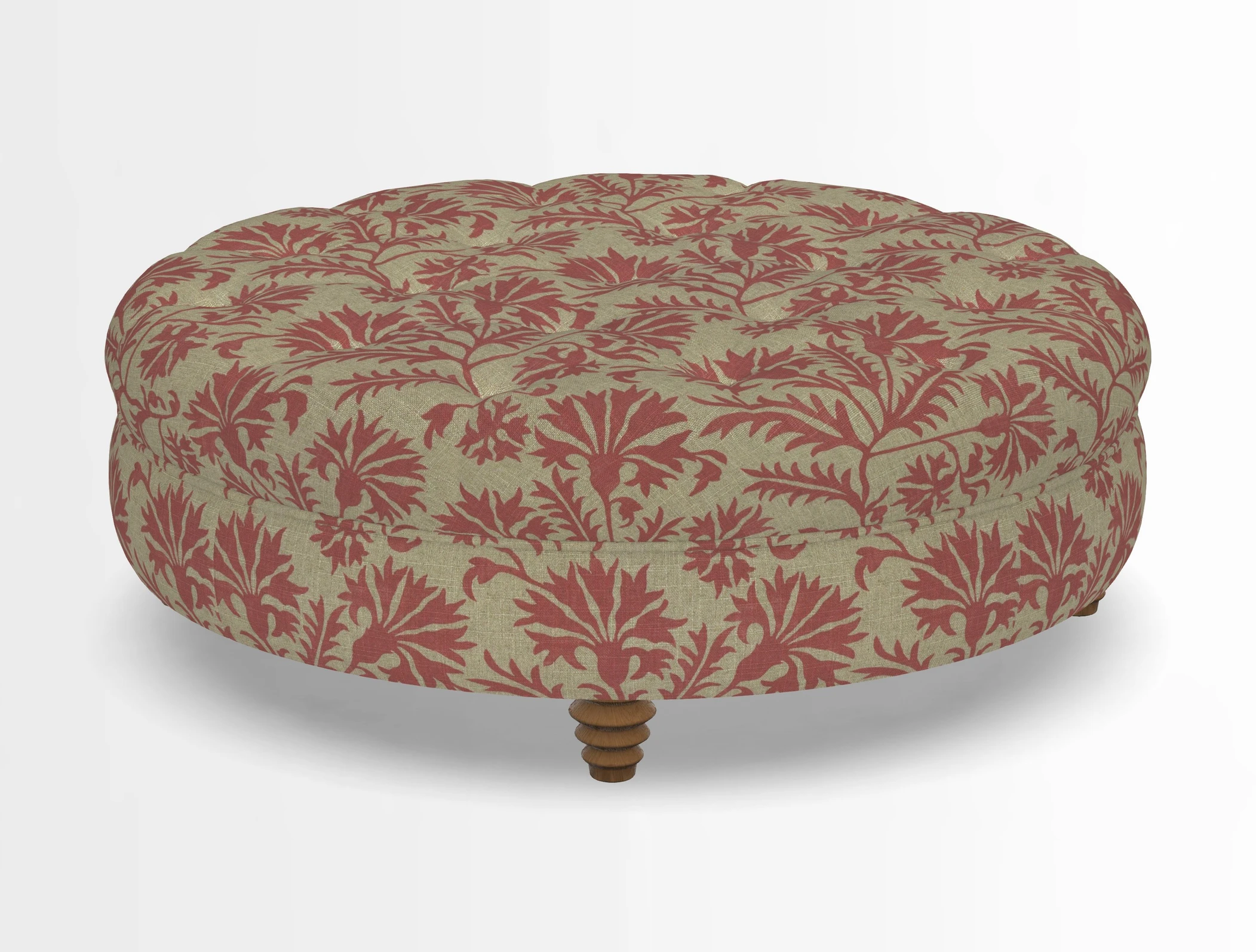 Helmsley Round Footstool in Linwood Omega Velvet Navy