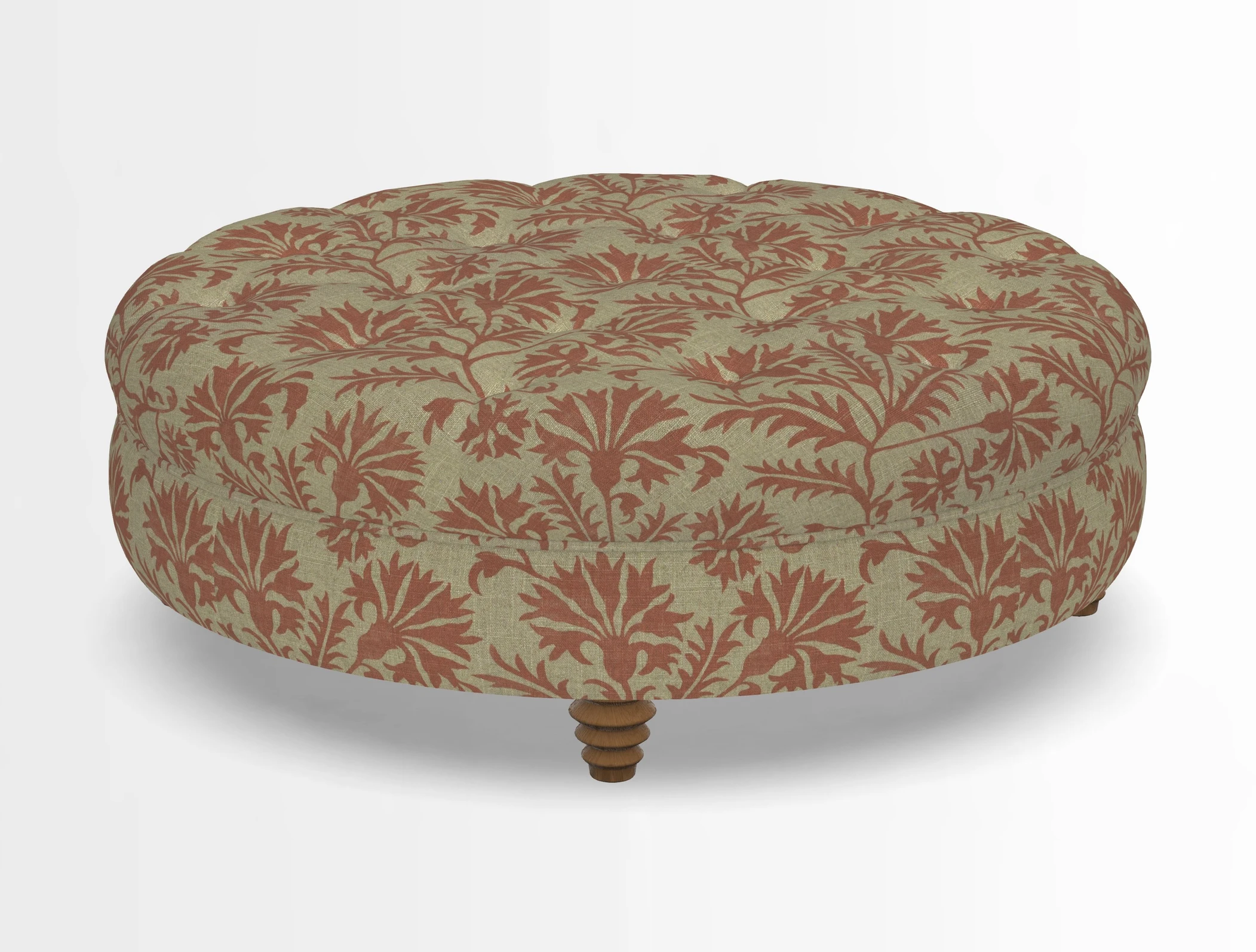 Helmsley Round Footstool in Linwood Omega Velvet Navy