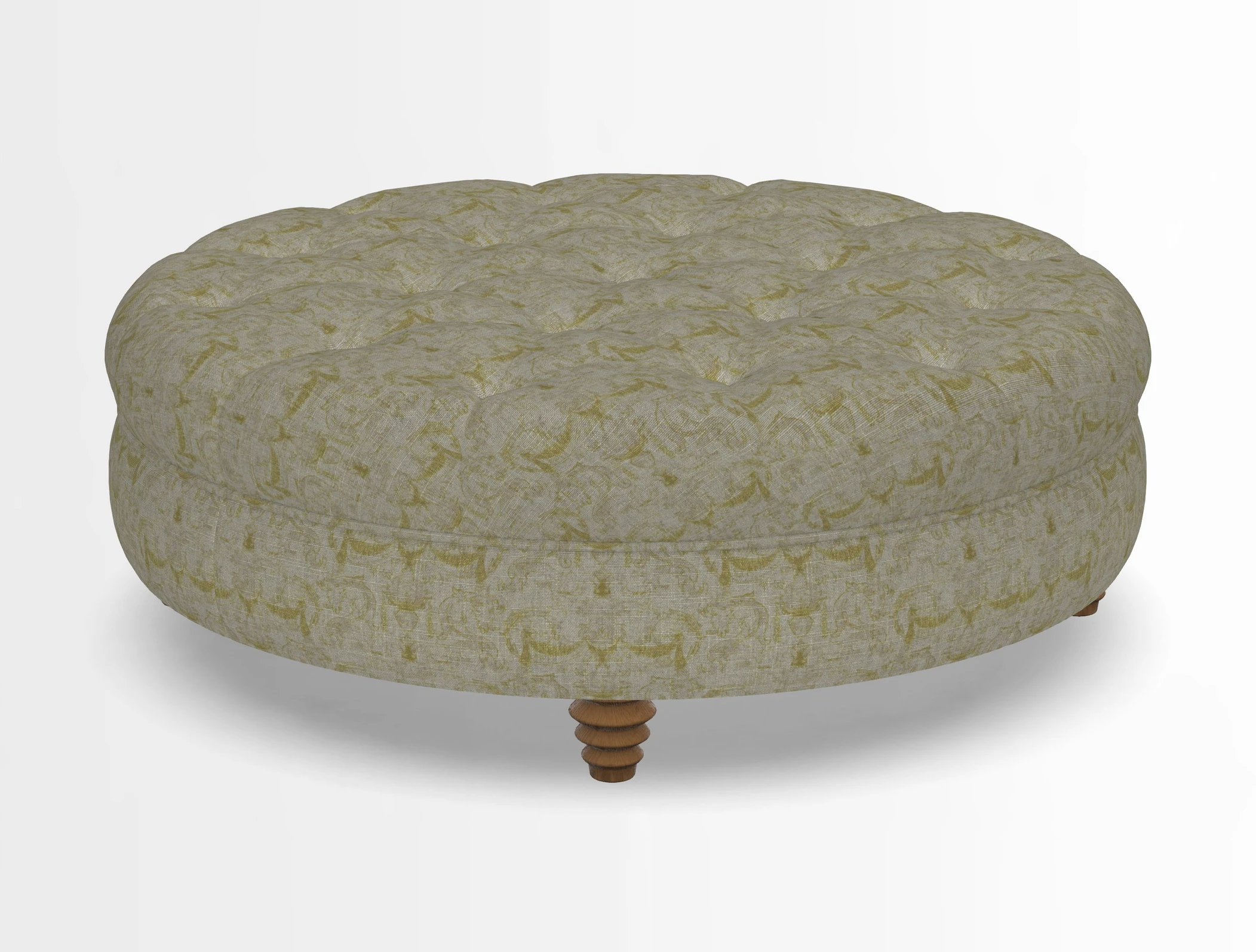 Helmsley Round Footstool in Linwood Omega Velvet Navy