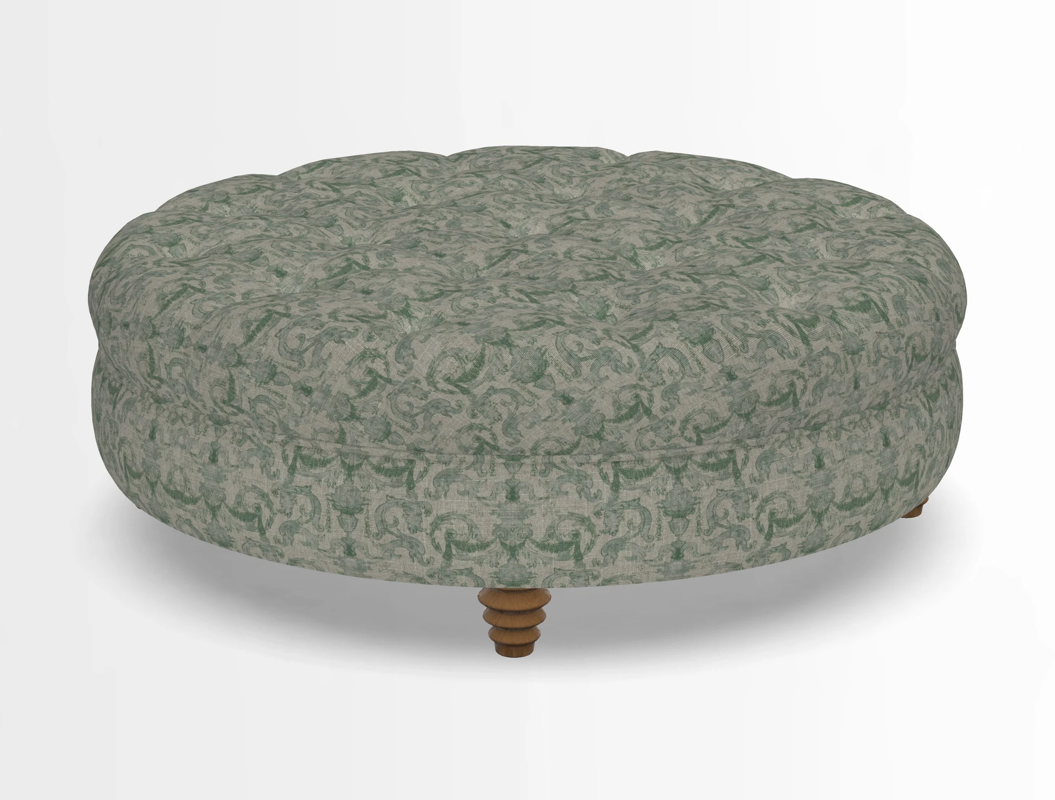 Helmsley Round Footstool in Linwood Omega Velvet Navy