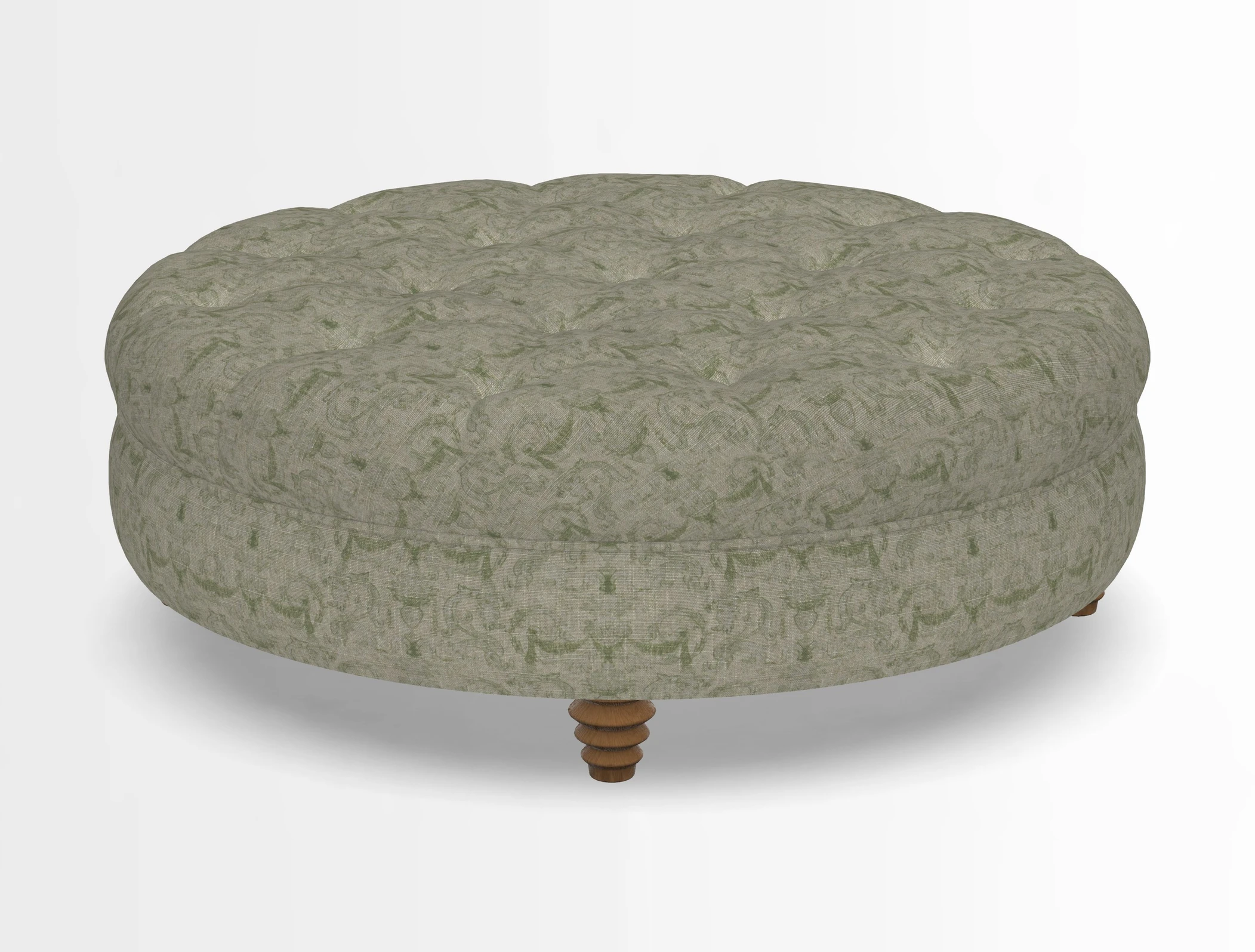 Helmsley Round Footstool in Linwood Omega Velvet Navy