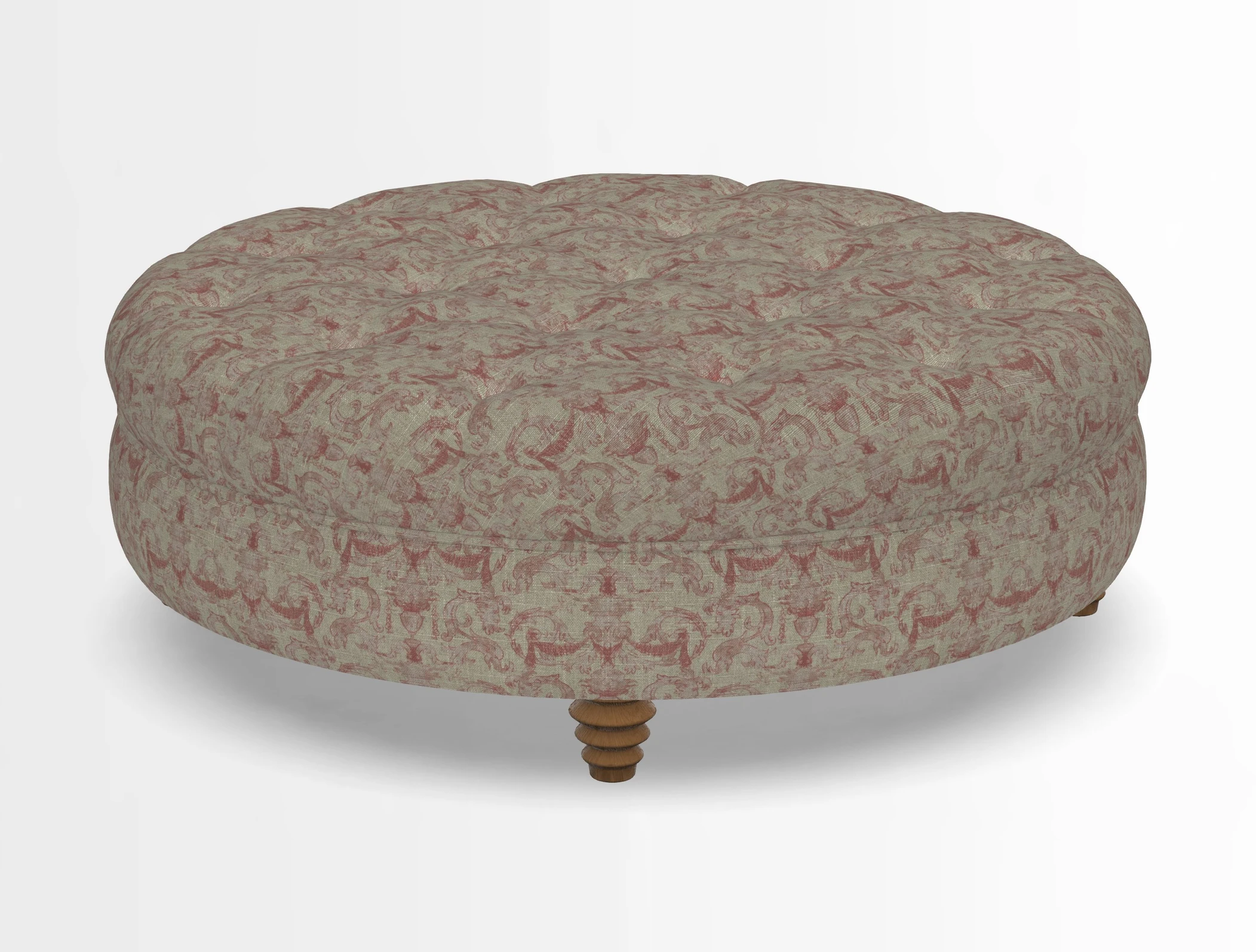 Helmsley Round Footstool in Linwood Omega Velvet Navy