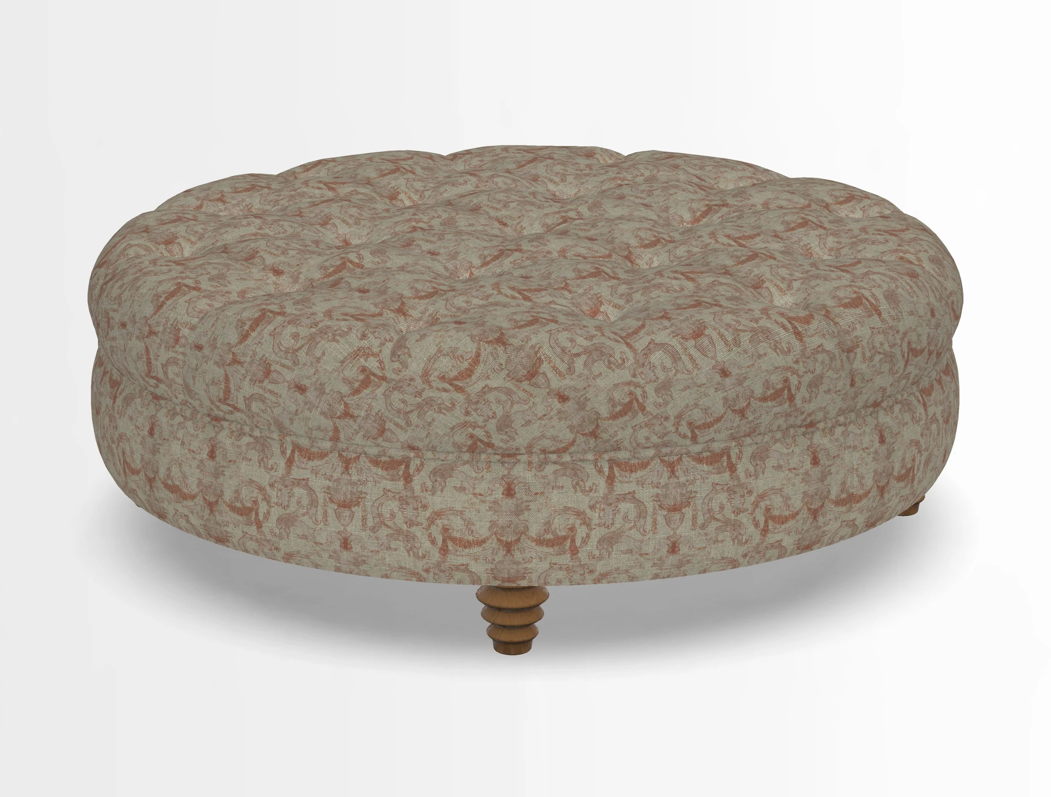 Helmsley Round Footstool in Linwood Omega Velvet Navy