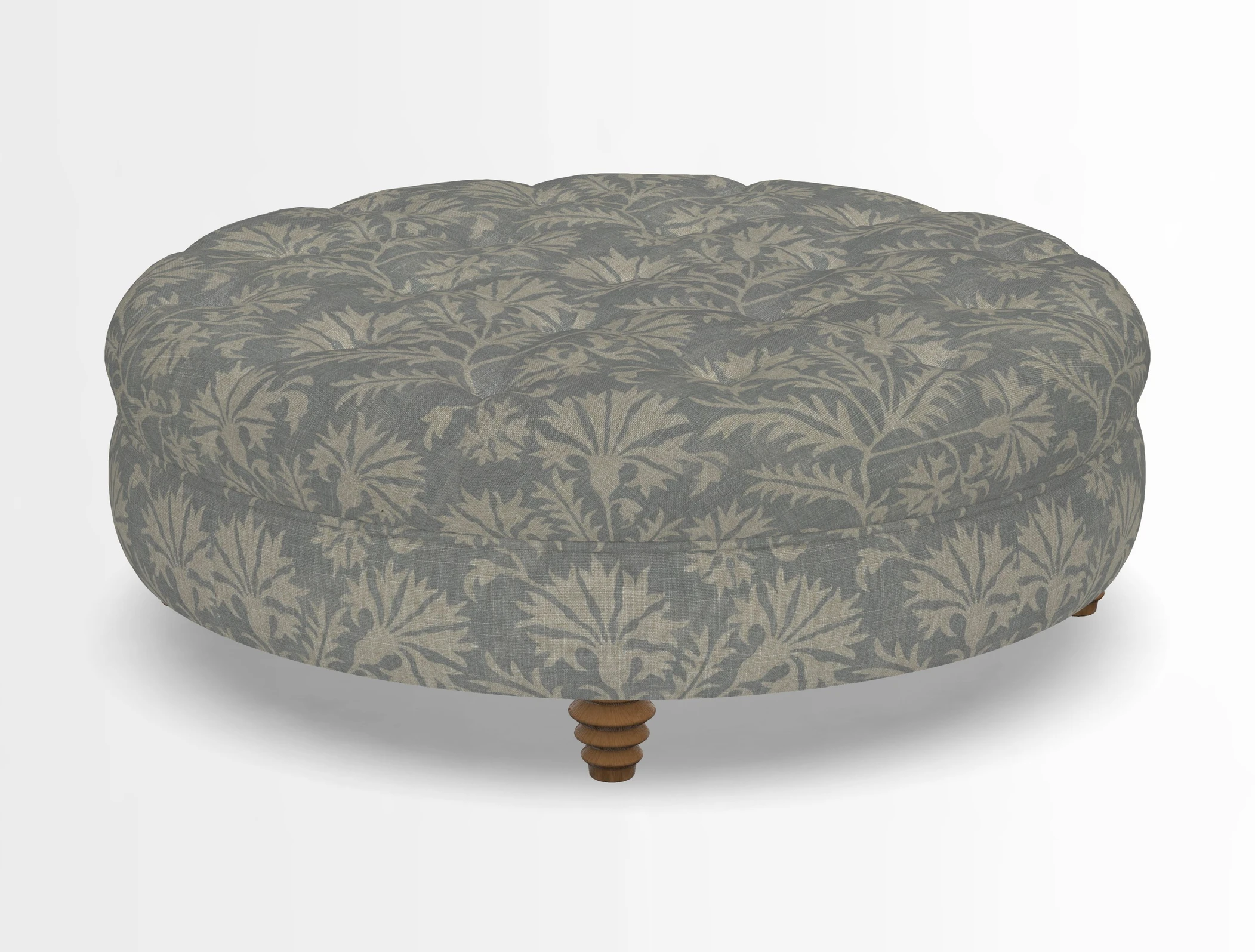 Helmsley Round Footstool in Linwood Omega Velvet Navy