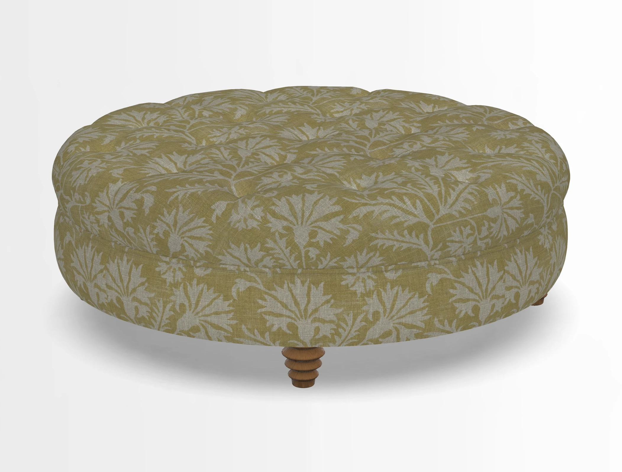 Helmsley Round Footstool in Linwood Omega Velvet Navy