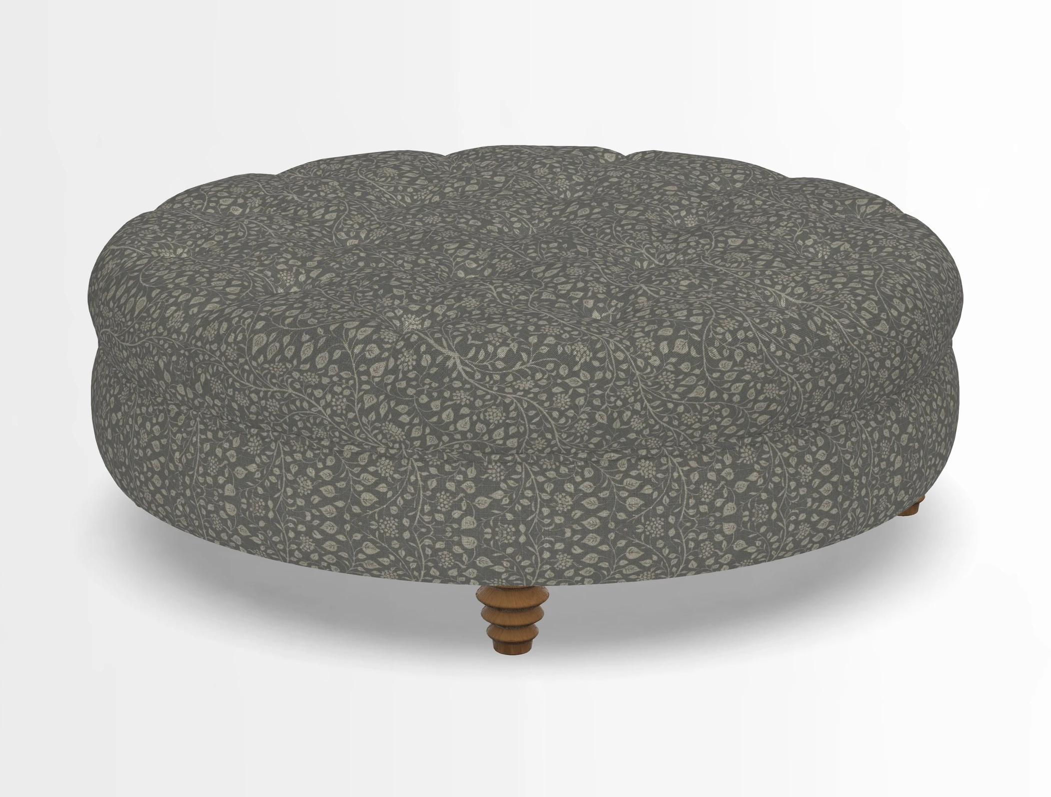Helmsley Round Footstool in Linwood Omega Velvet Navy