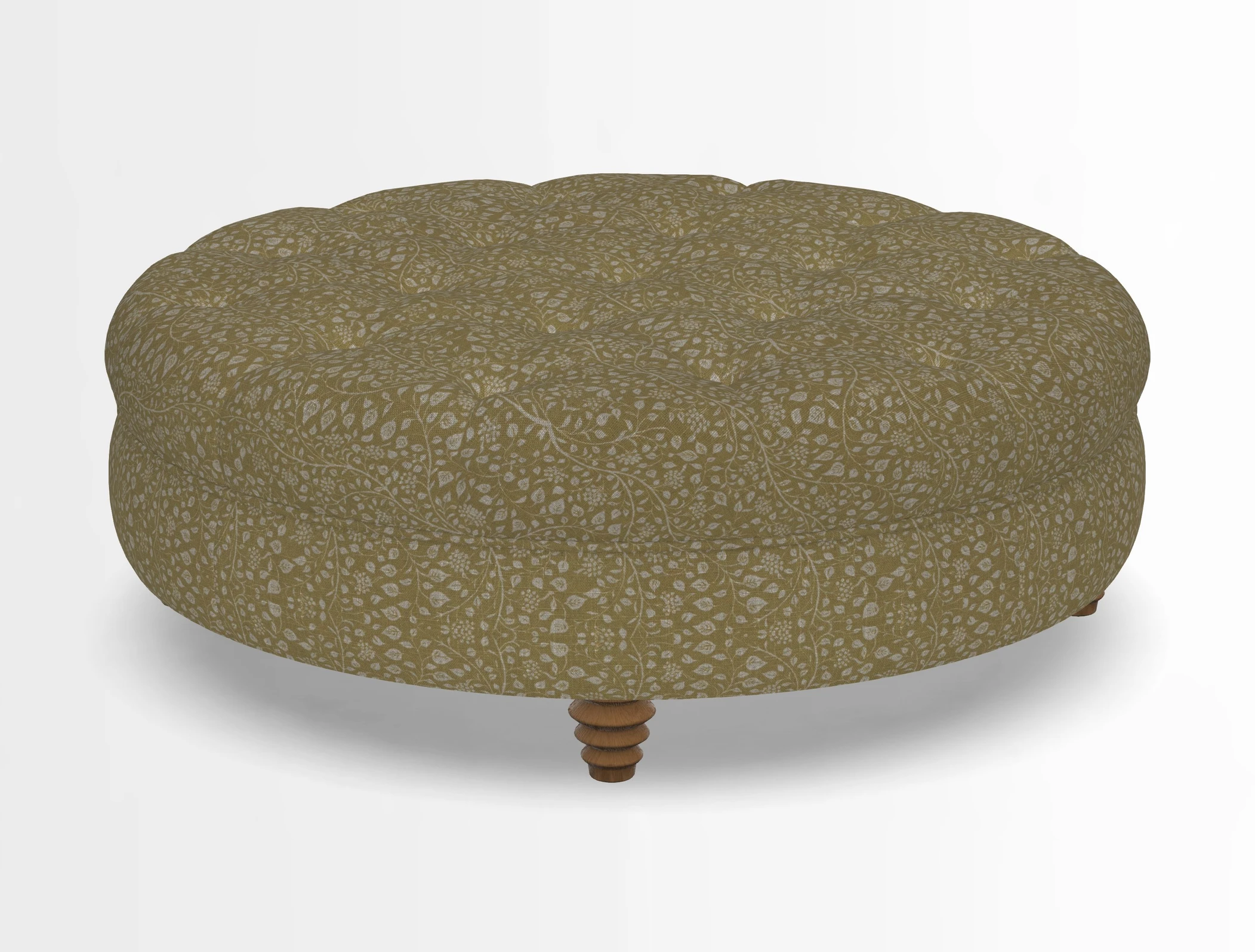 Helmsley Round Footstool in Linwood Omega Velvet Navy