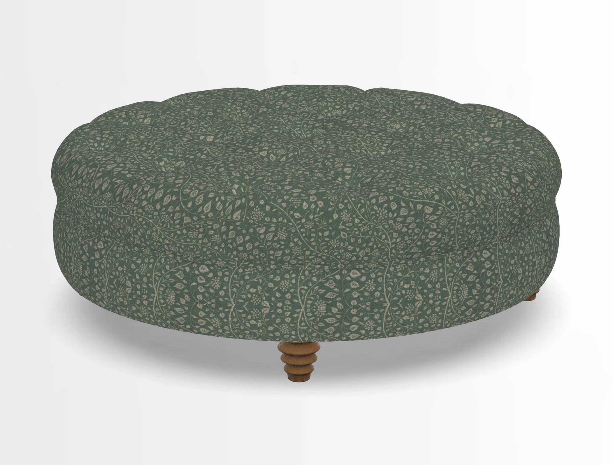 Helmsley Round Footstool in Linwood Omega Velvet Navy