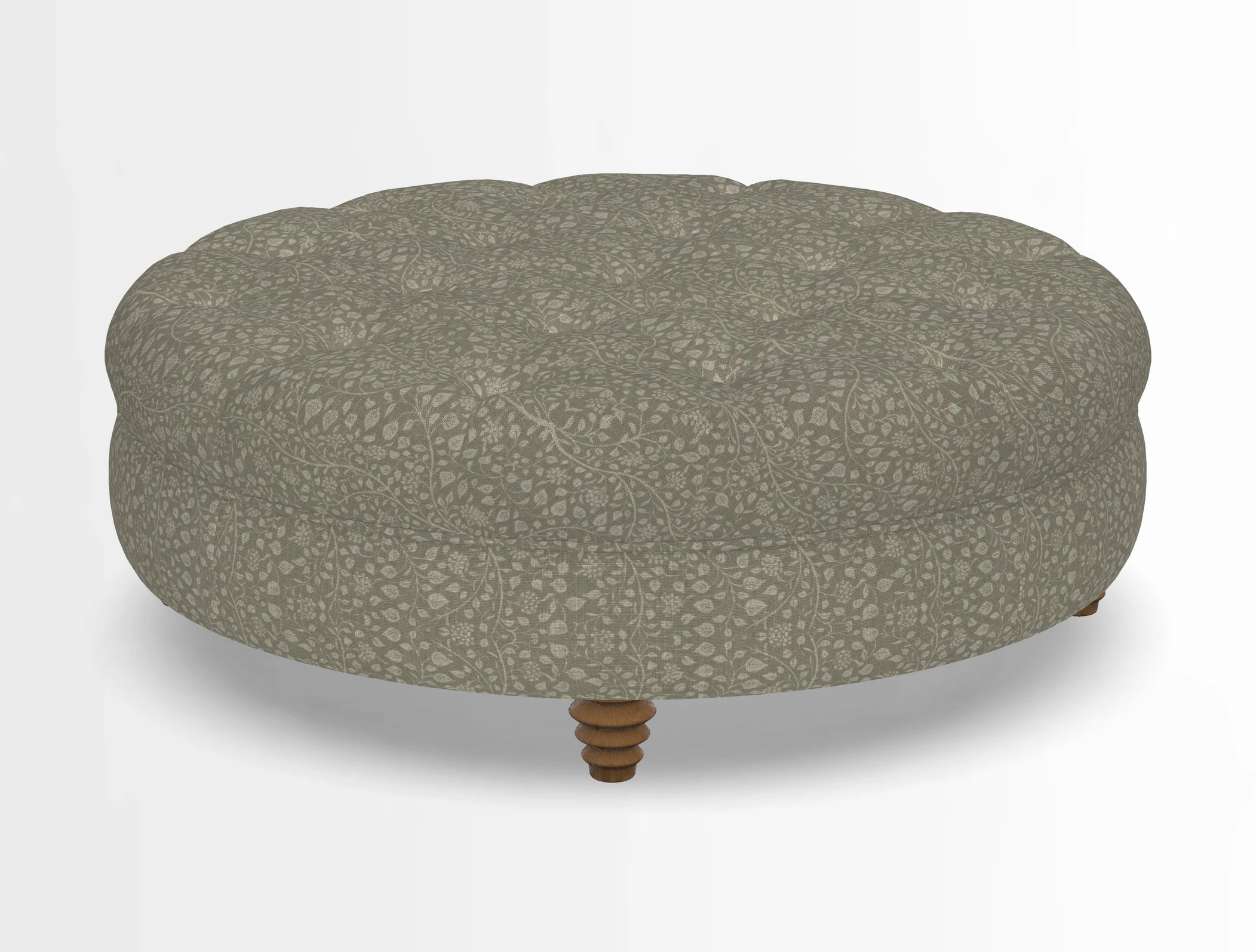 Helmsley Round Footstool in Linwood Omega Velvet Navy