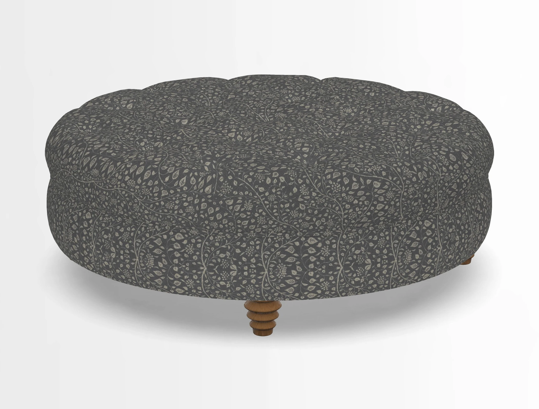 Helmsley Round Footstool in Linwood Omega Velvet Navy
