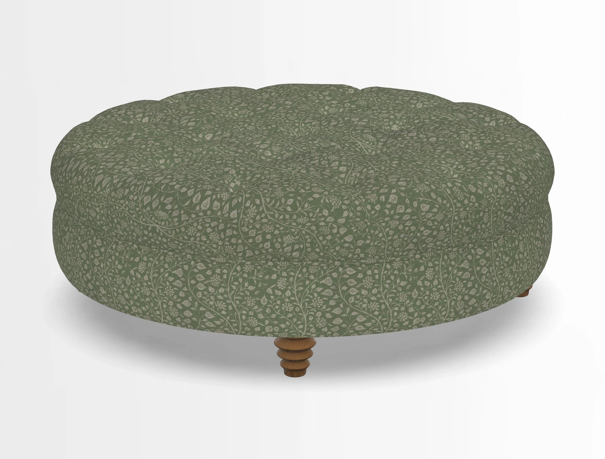 Helmsley Round Footstool in Linwood Omega Velvet Navy
