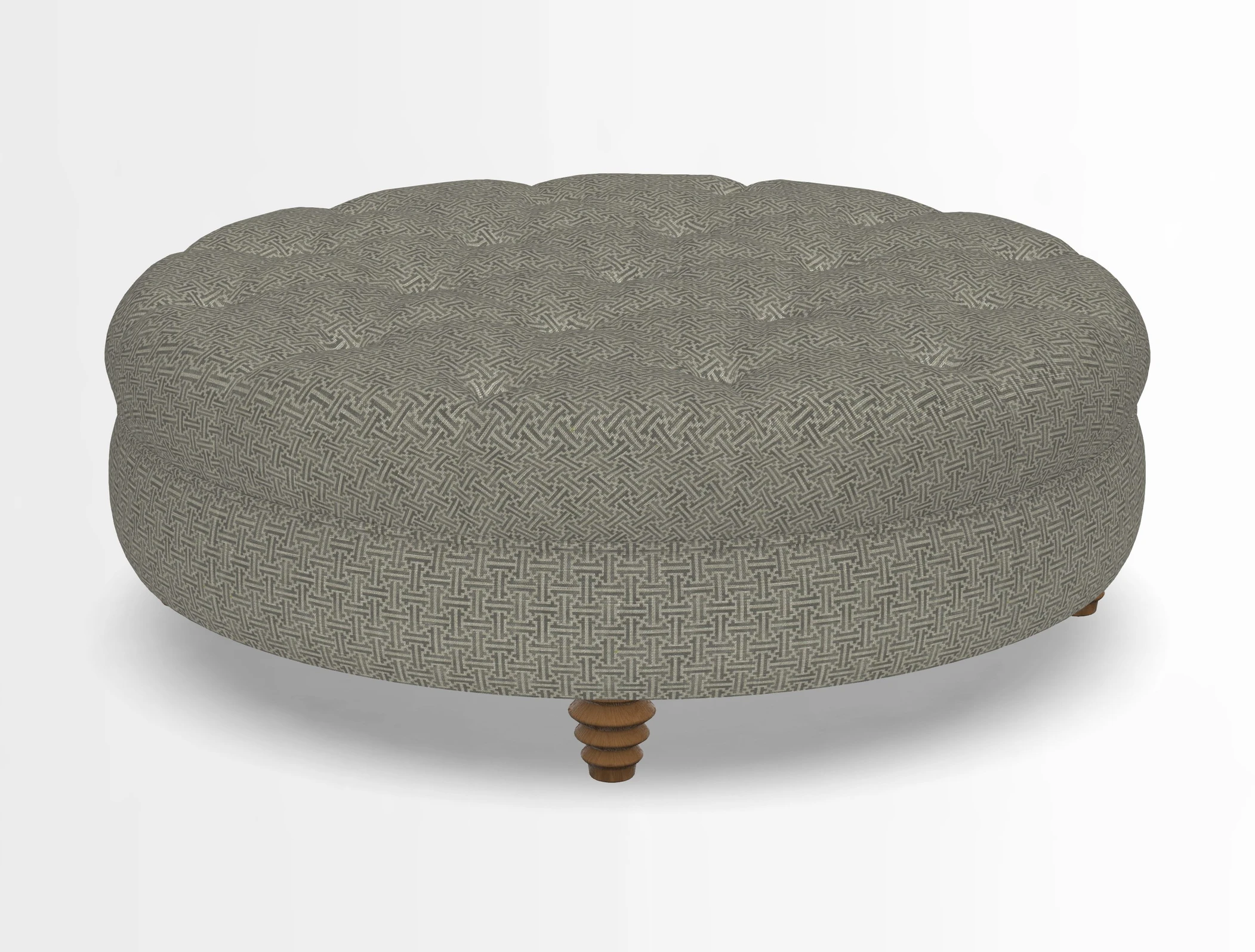 Helmsley Round Footstool in Linwood Omega Velvet Navy