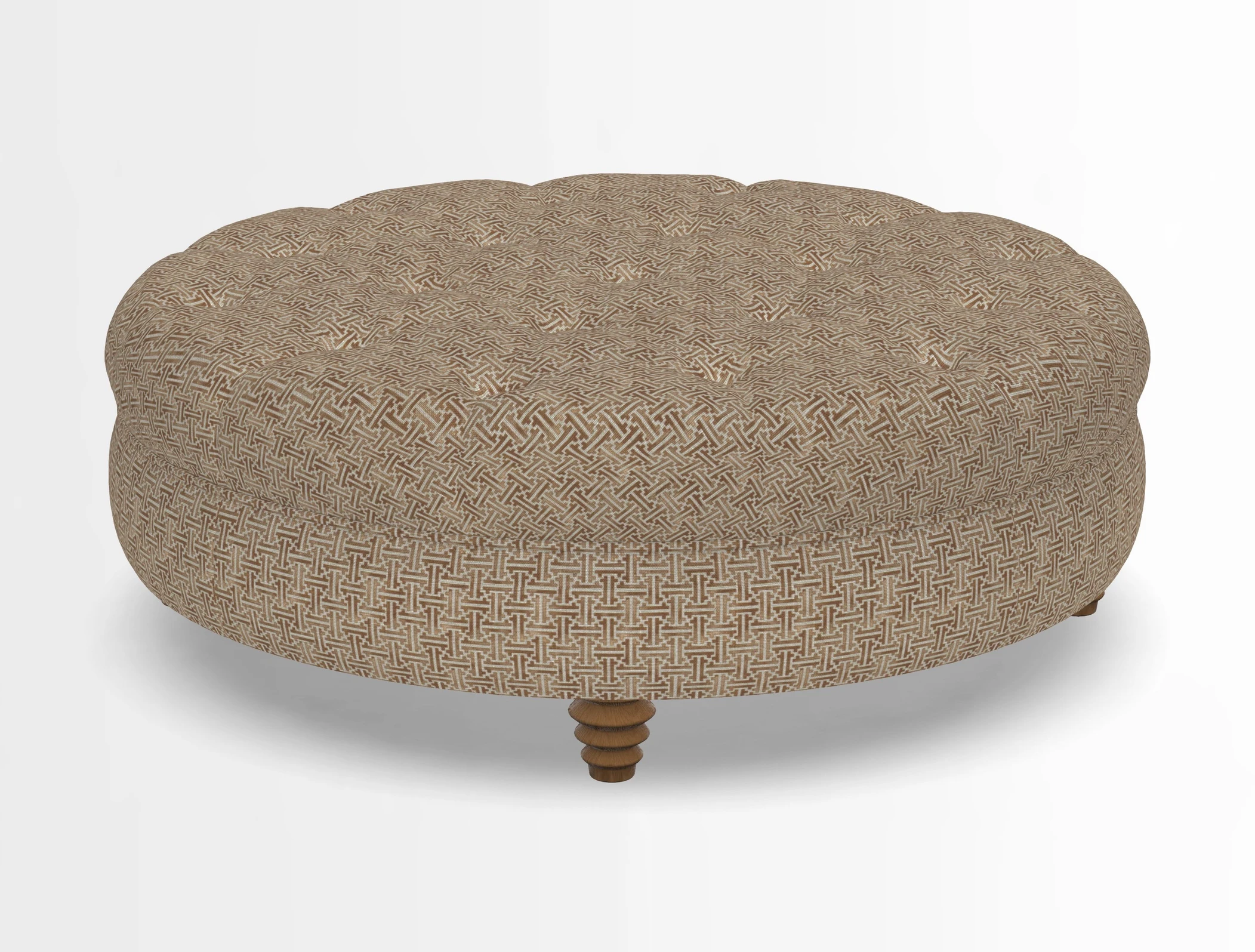 Helmsley Round Footstool in Linwood Omega Velvet Navy