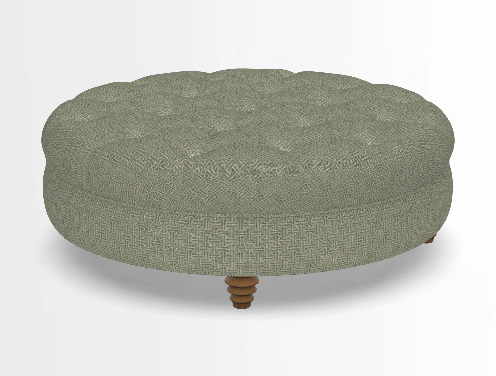 Helmsley Round Footstool in Linwood Omega Velvet Navy