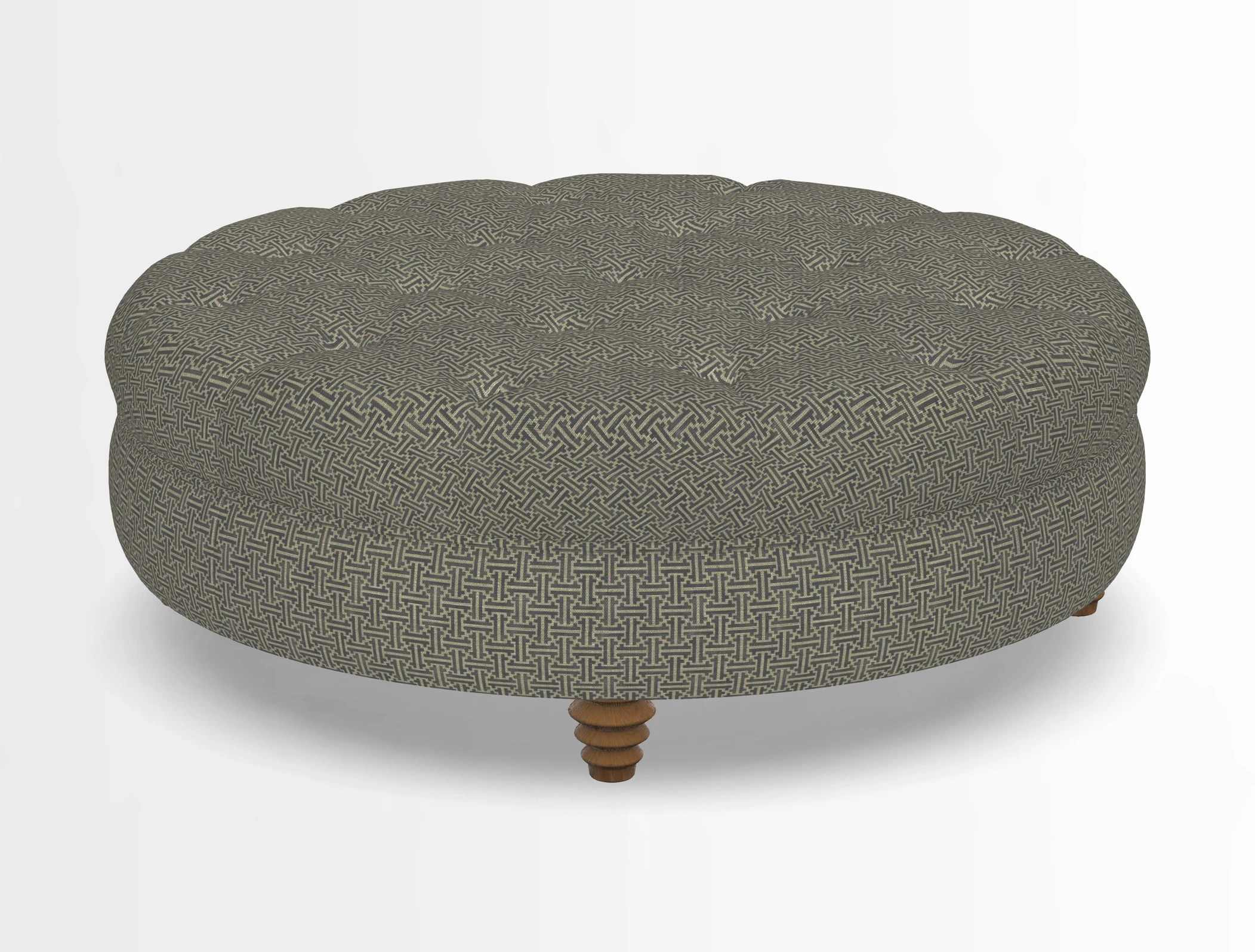 Helmsley Round Footstool in Linwood Omega Velvet Navy