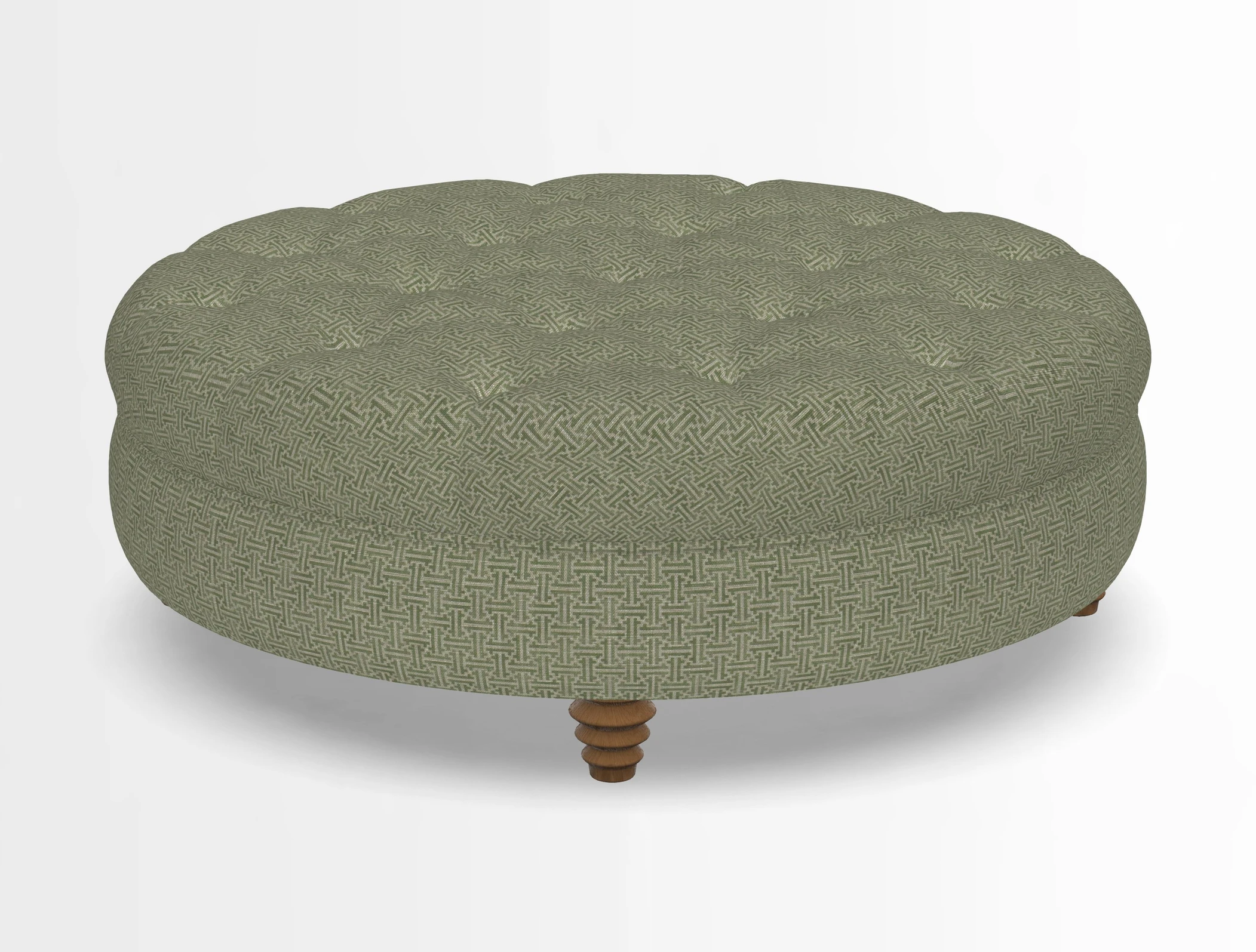 Helmsley Round Footstool in Linwood Omega Velvet Navy