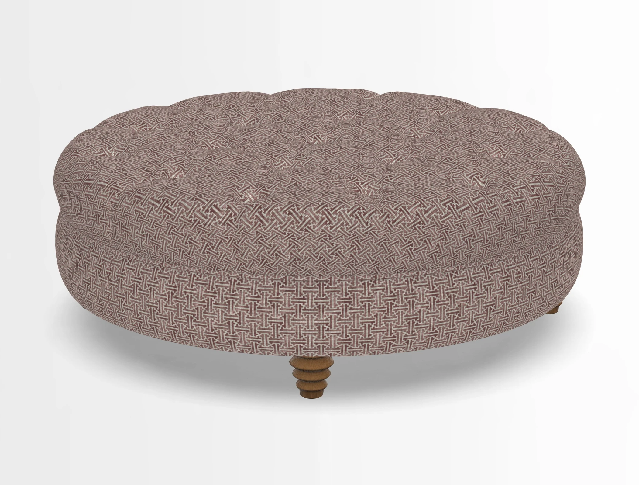 Helmsley Round Footstool in Linwood Omega Velvet Navy