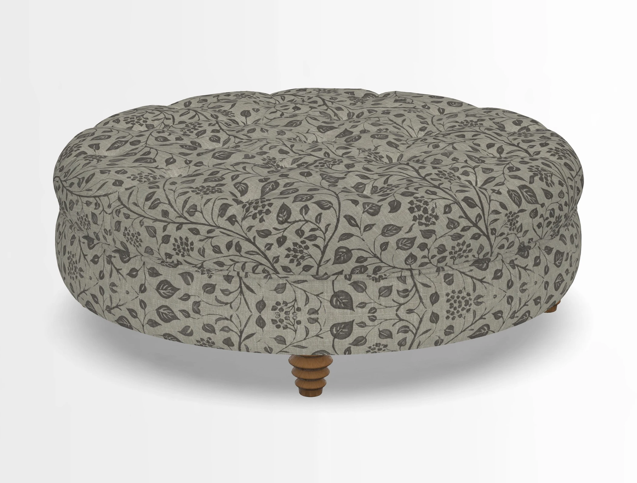 Helmsley Round Footstool in Linwood Omega Velvet Navy
