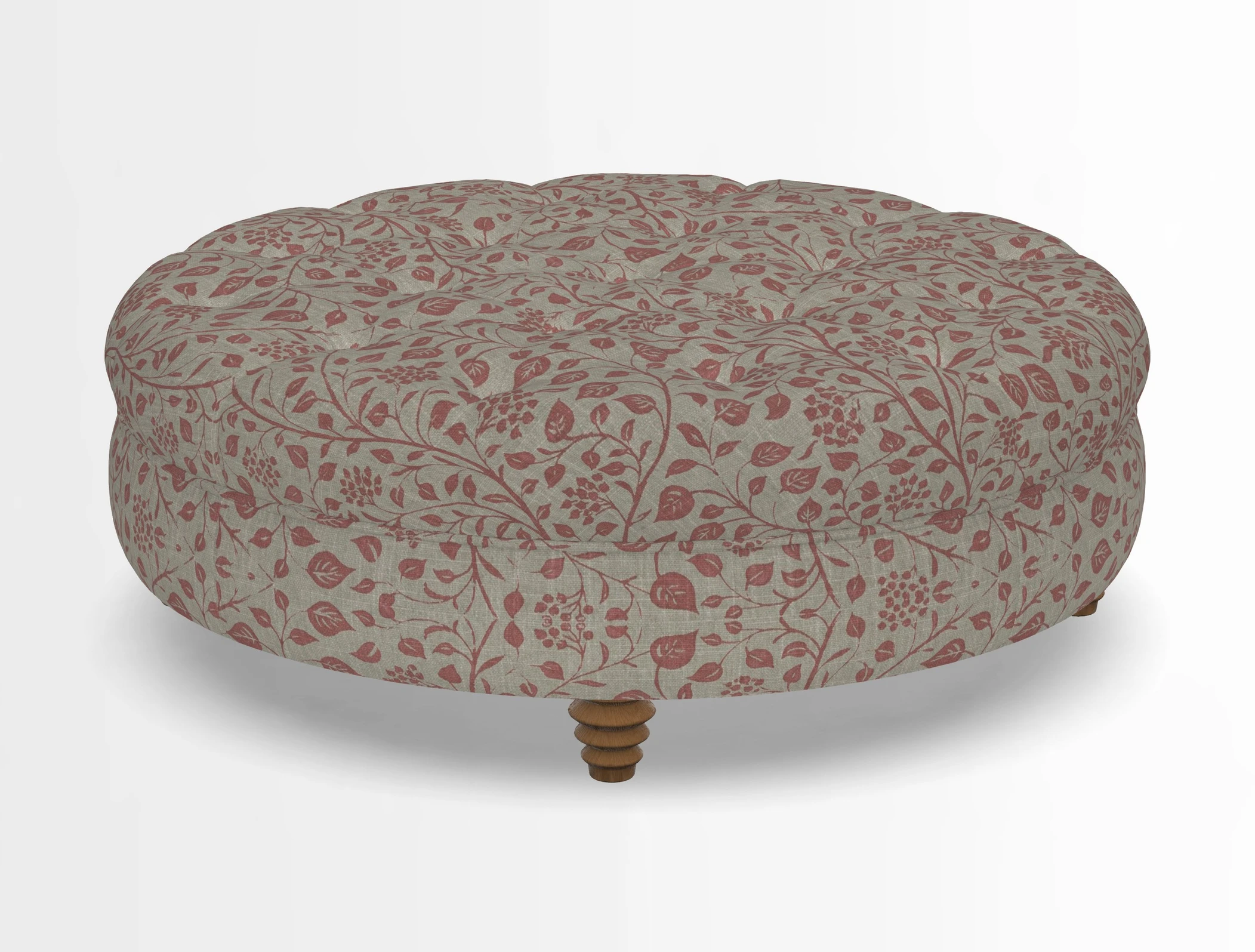 Helmsley Round Footstool in Linwood Omega Velvet Navy