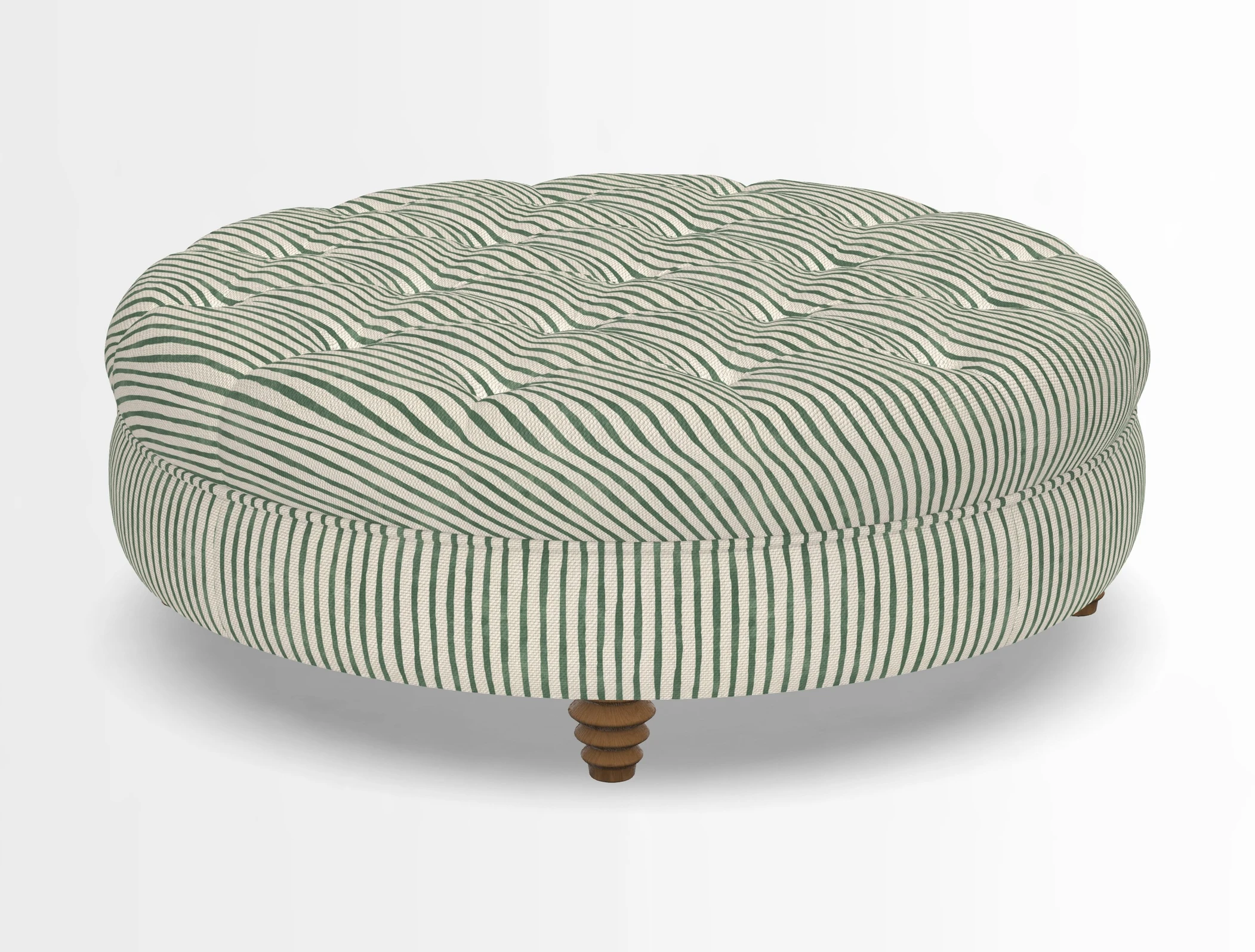 Helmsley Round Footstool in Linwood Omega Velvet Navy