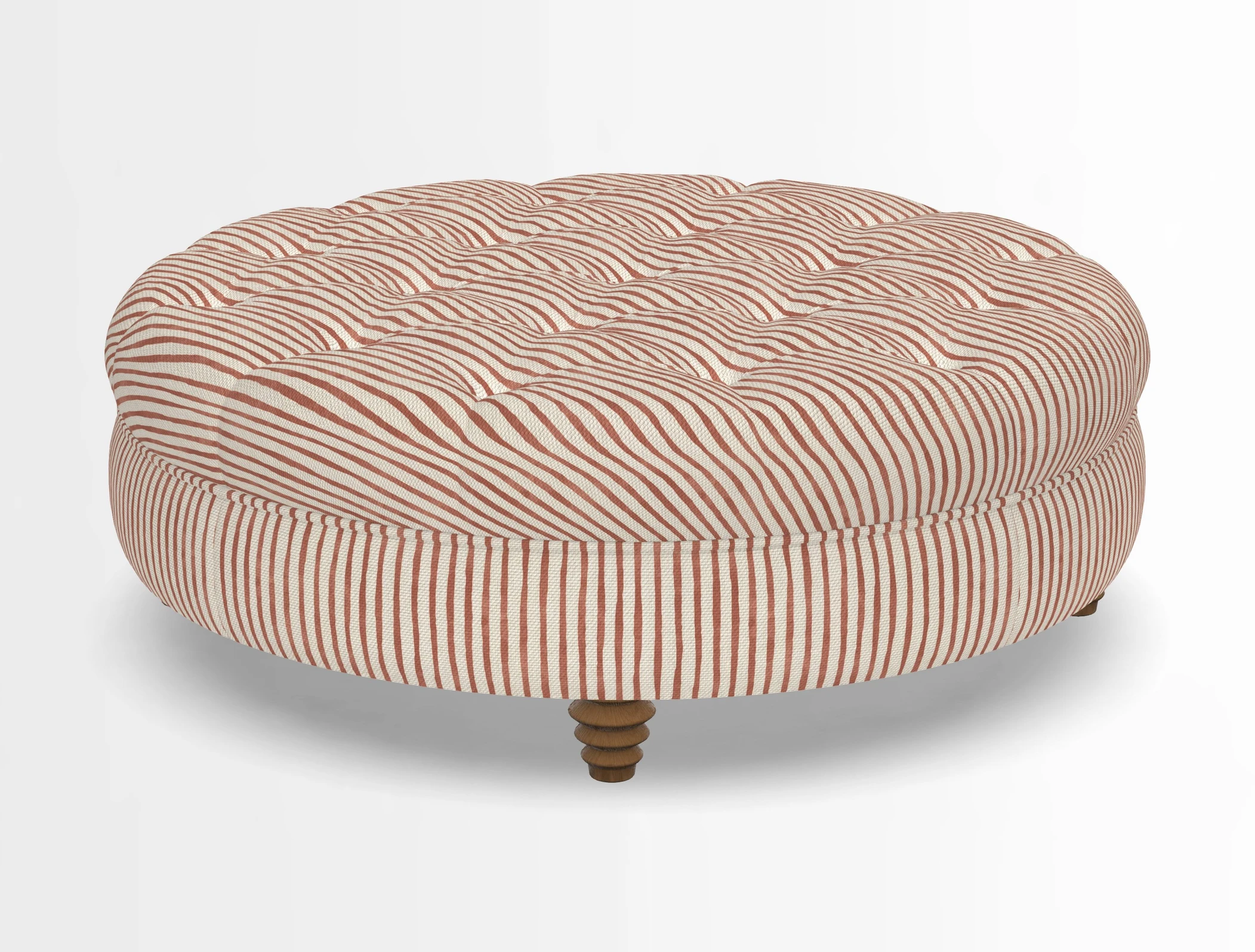 Helmsley Round Footstool in Linwood Omega Velvet Navy