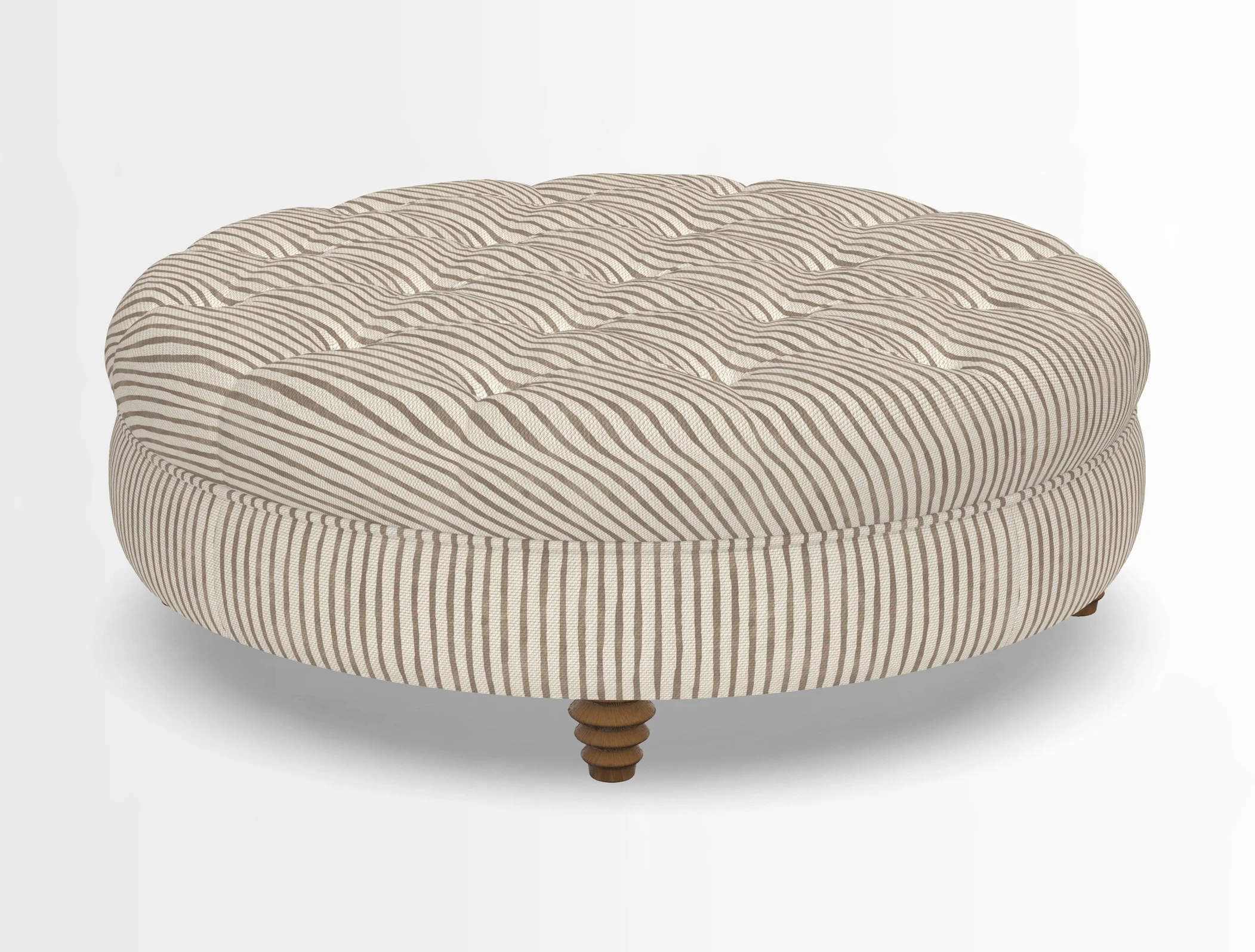 Helmsley Round Footstool in Linwood Omega Velvet Navy
