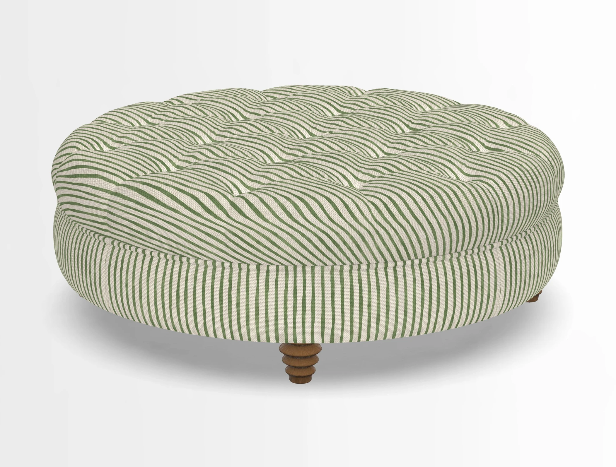 Helmsley Round Footstool in Linwood Omega Velvet Navy