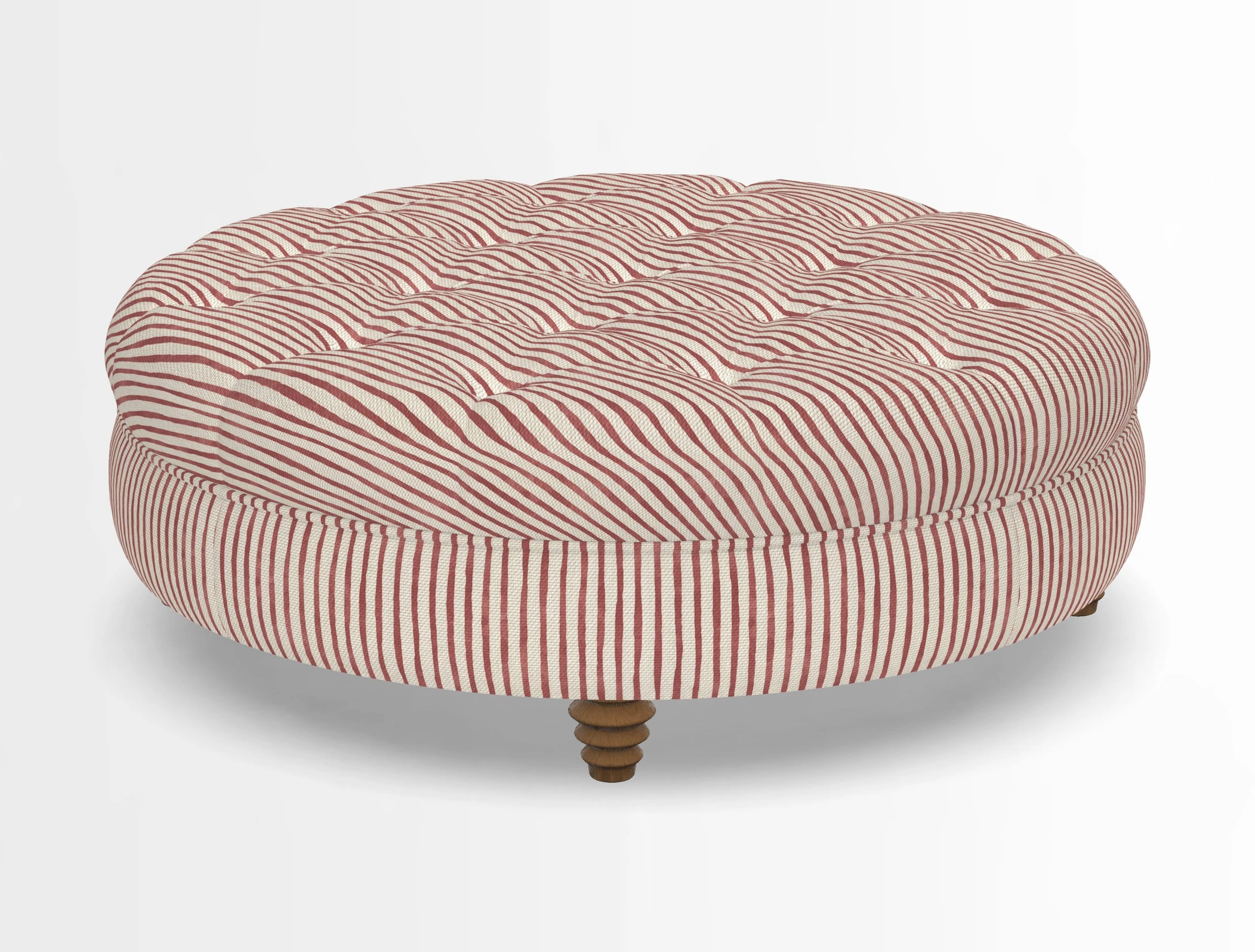 Helmsley Round Footstool in Linwood Omega Velvet Navy