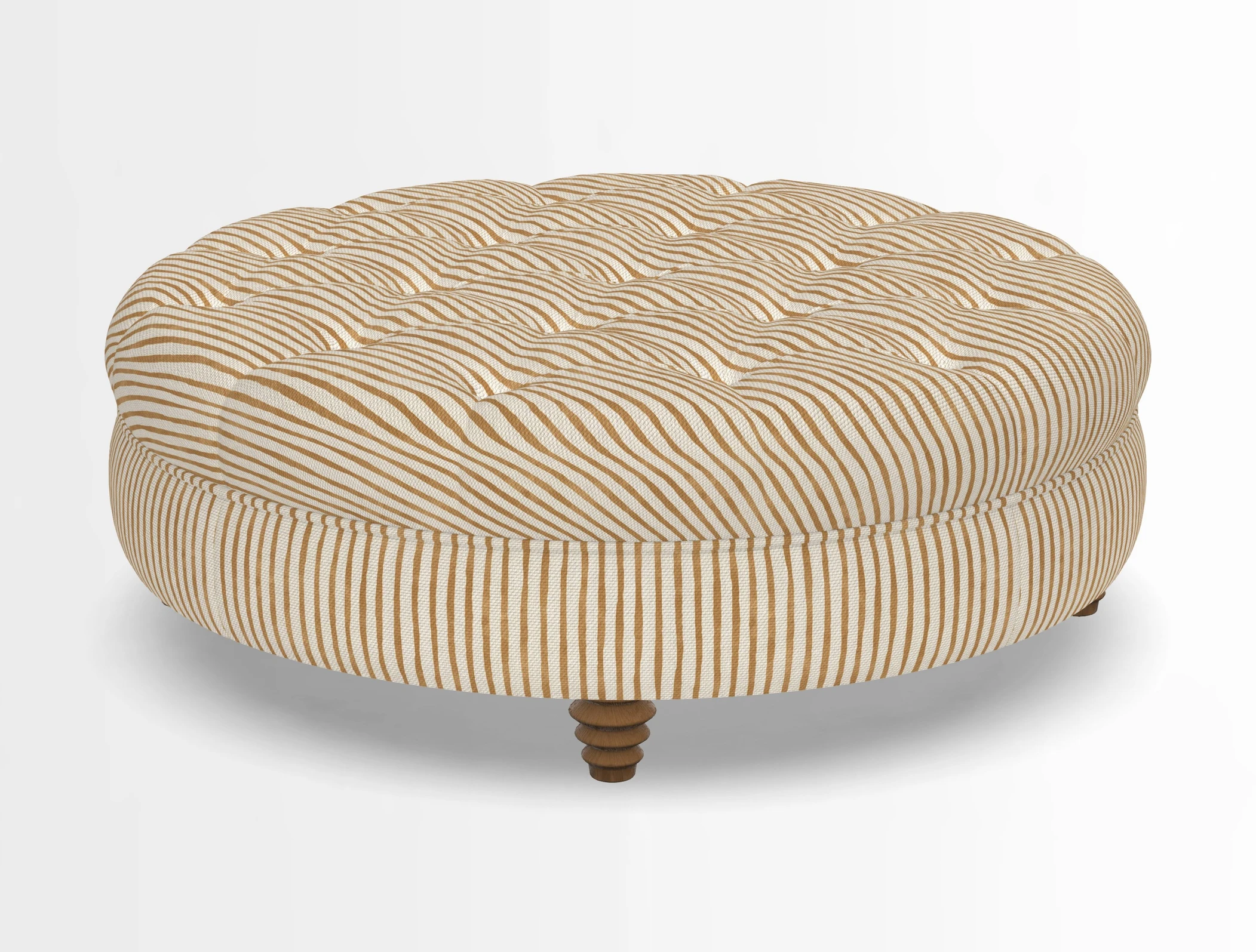 Helmsley Round Footstool in Linwood Omega Velvet Navy