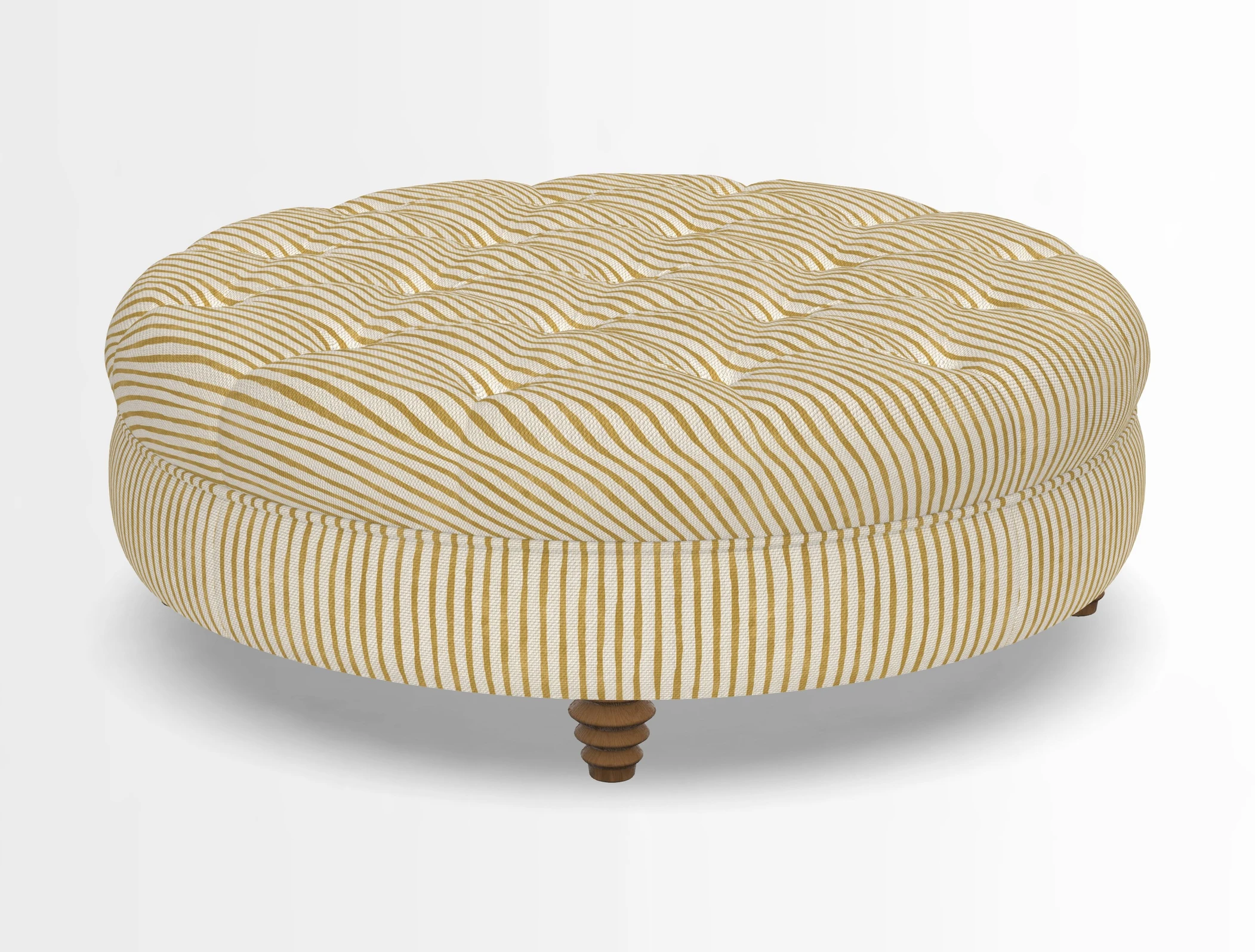 Helmsley Round Footstool in Linwood Omega Velvet Navy