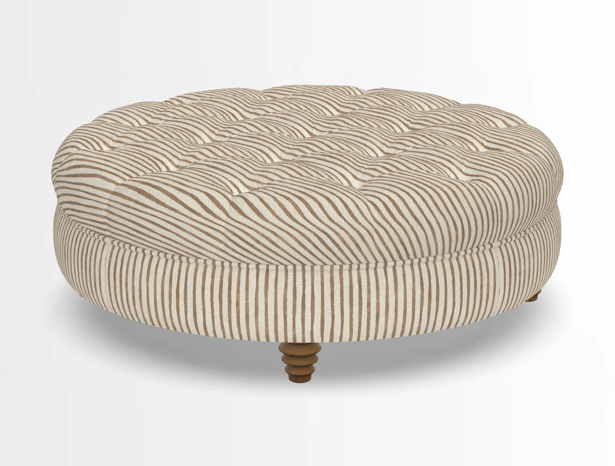 Helmsley Round Footstool in Linwood Omega Velvet Navy