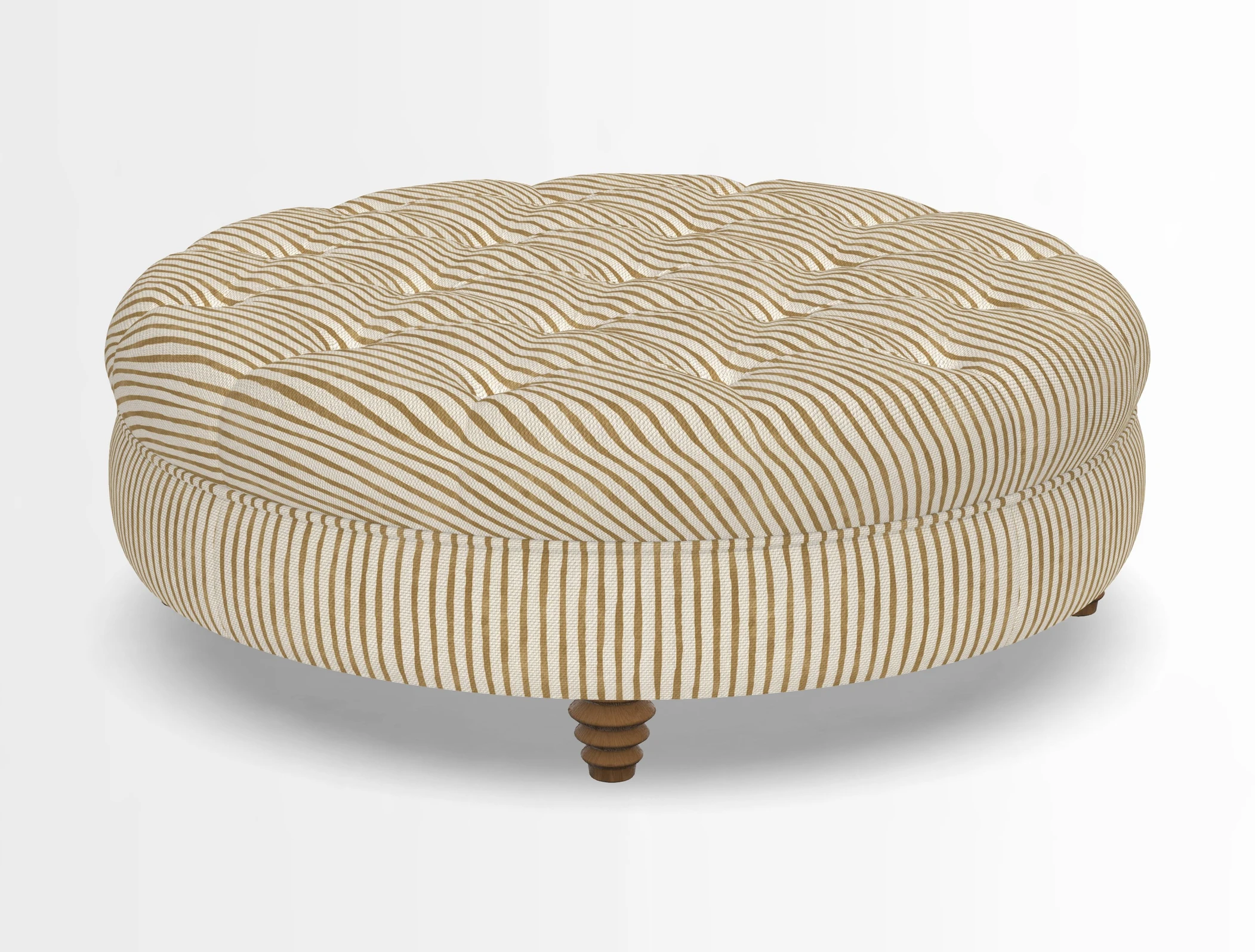 Helmsley Round Footstool in Linwood Omega Velvet Navy