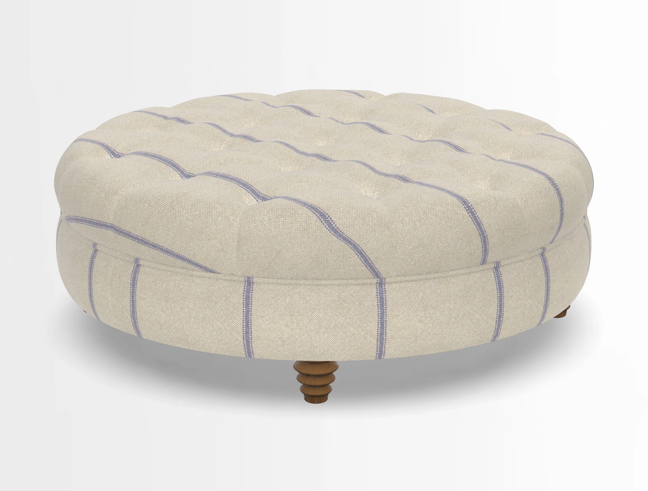Helmsley Round Footstool in Linwood Omega Velvet Navy