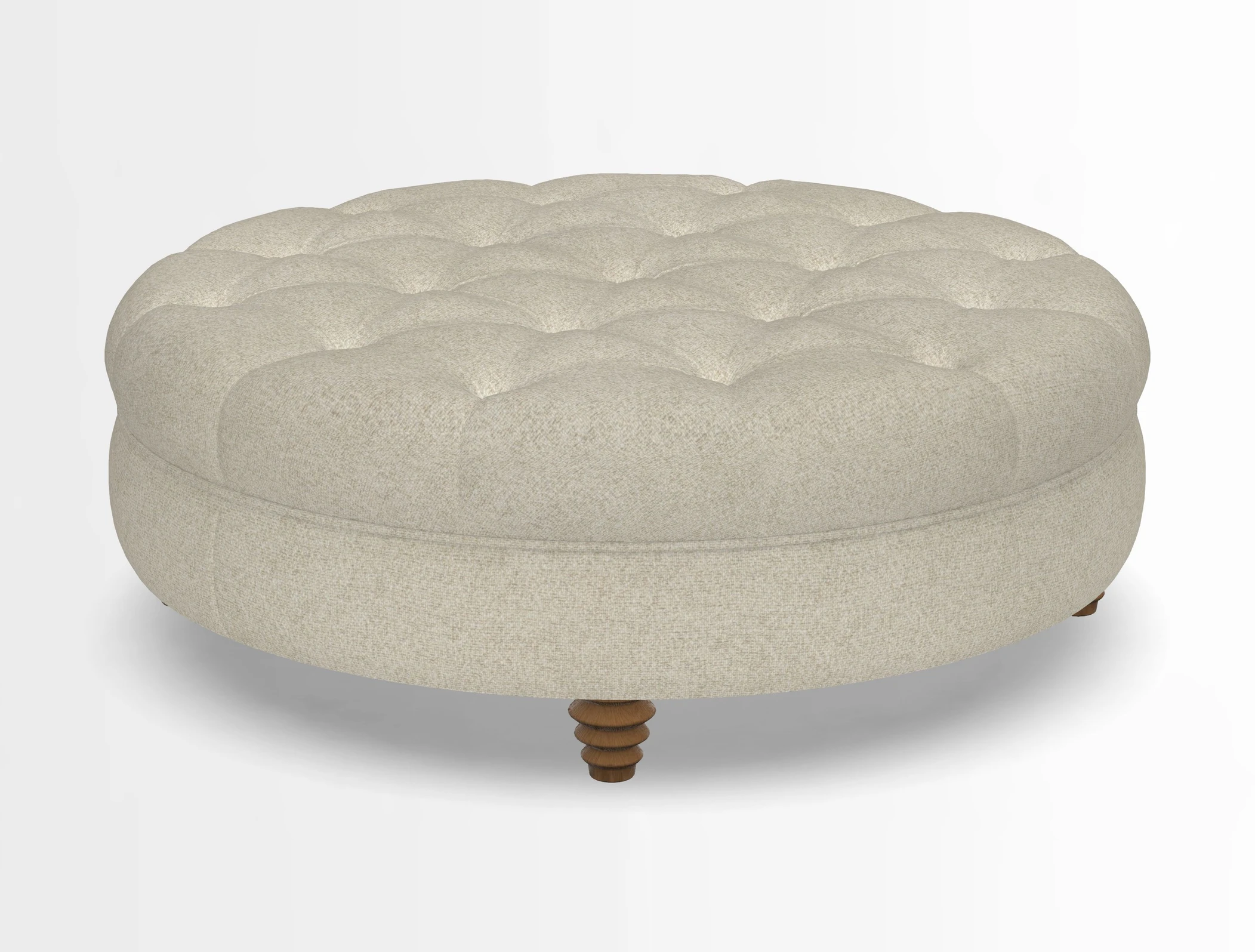 Helmsley Round Footstool in Linwood Omega Velvet Navy