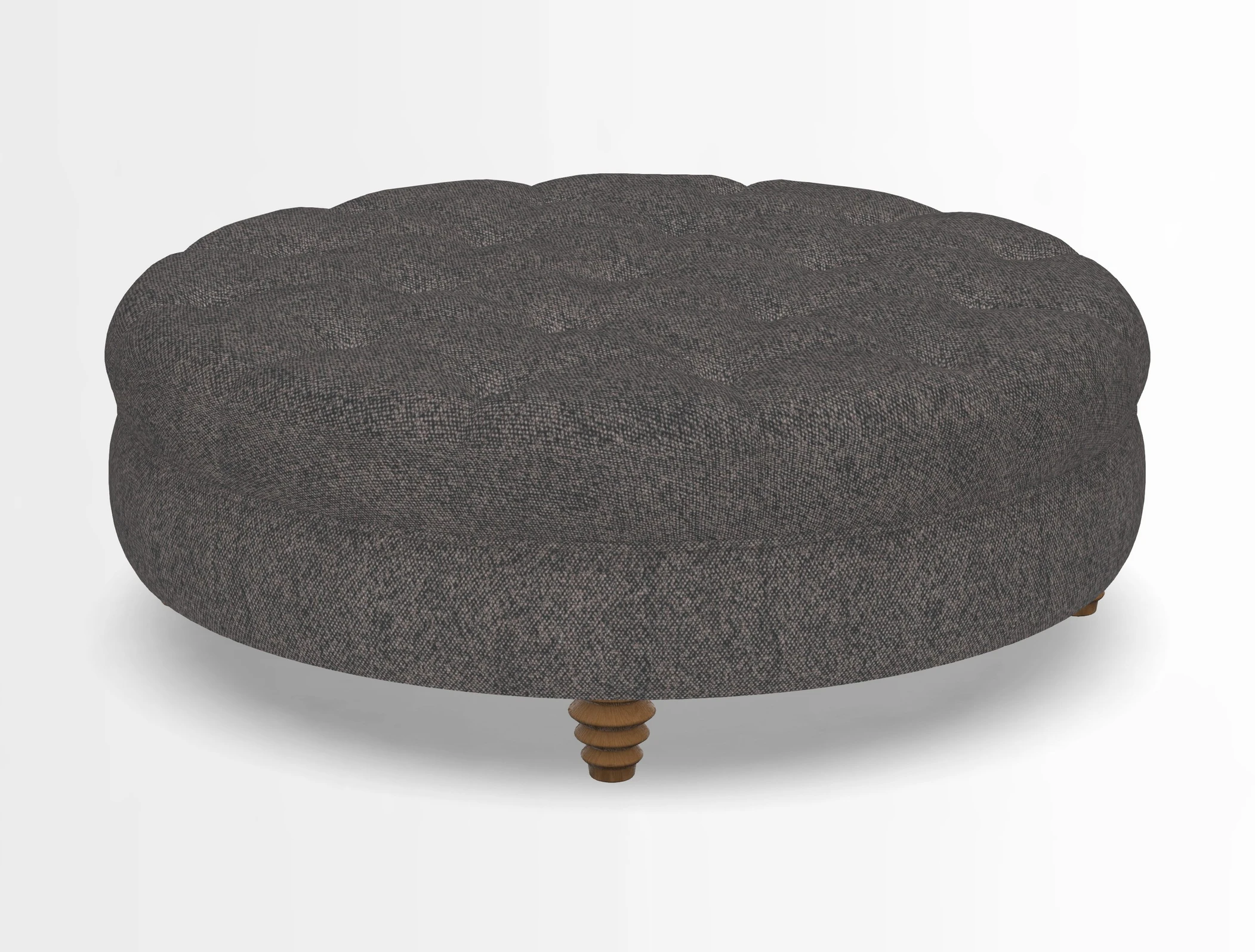 Helmsley Round Footstool in Linwood Omega Velvet Navy