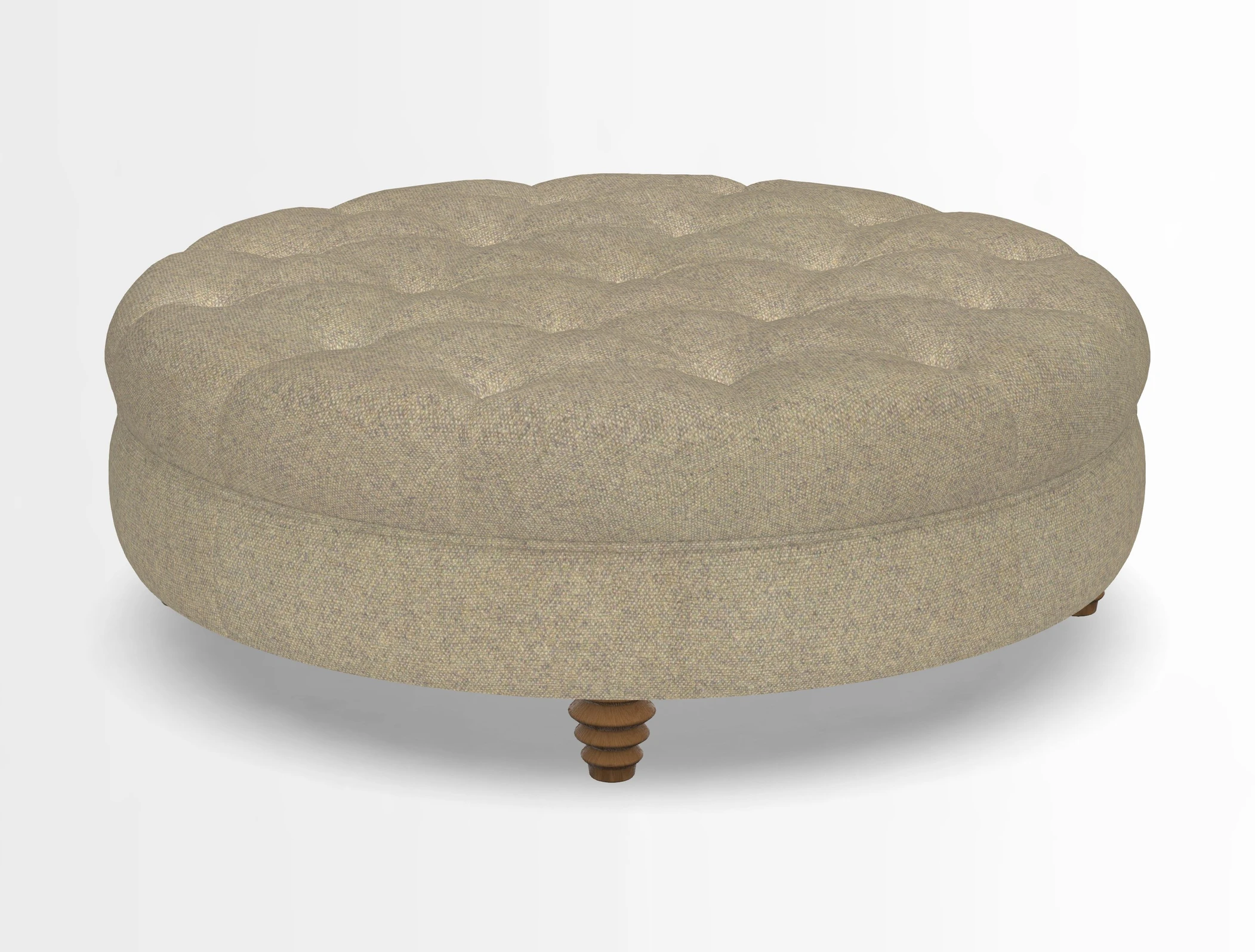 Helmsley Round Footstool in Linwood Omega Velvet Navy