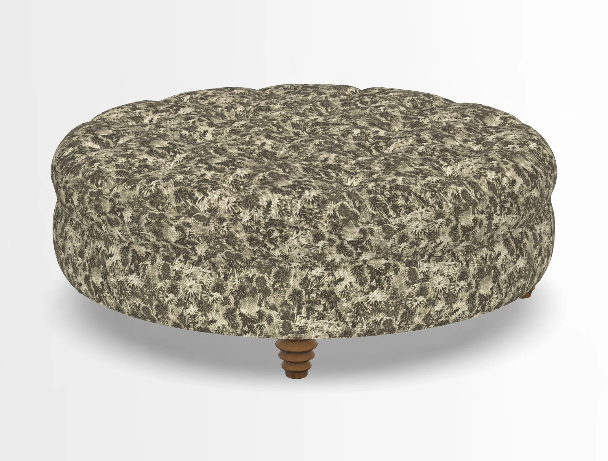 Helmsley Round Footstool in Linwood Omega Velvet Navy