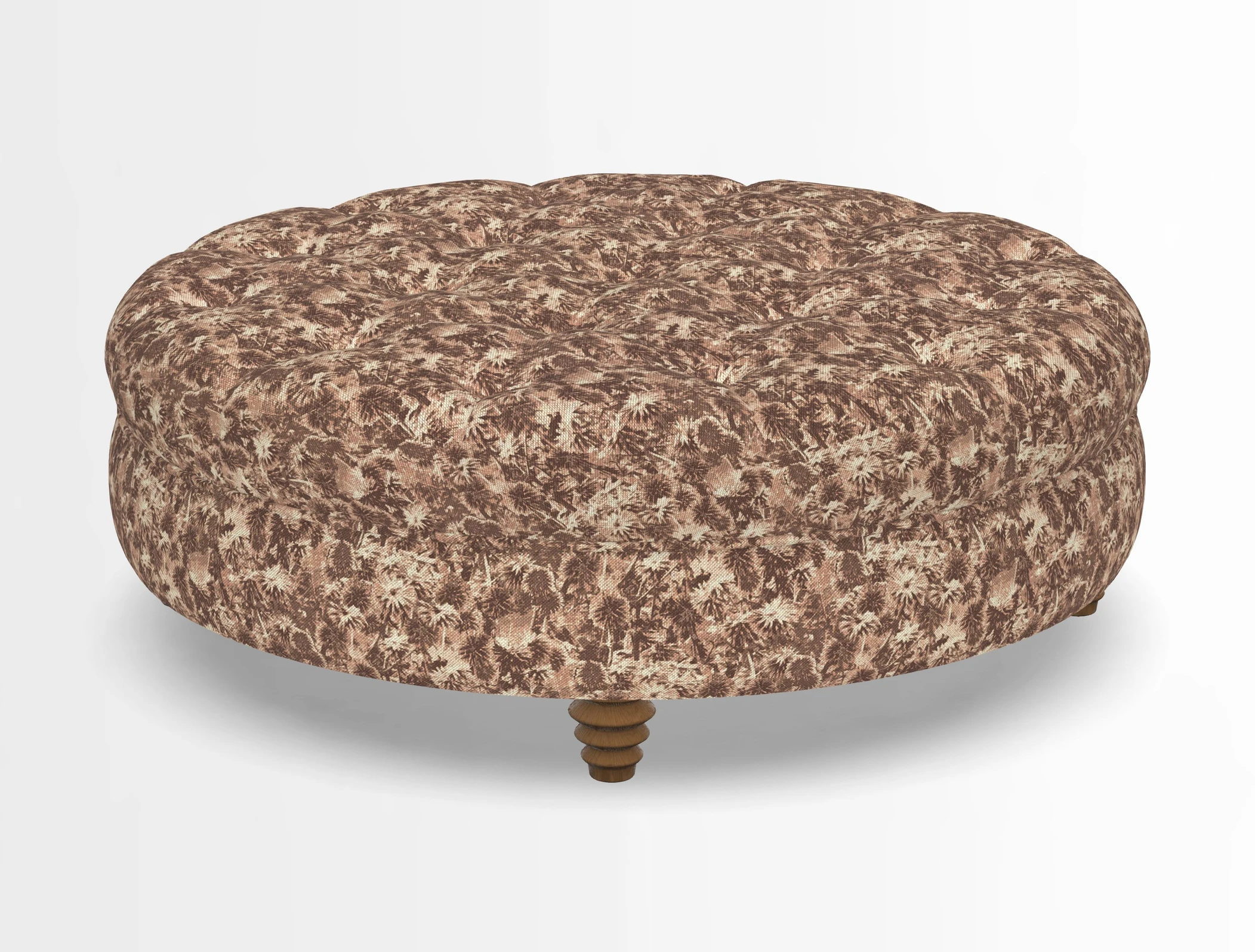 Helmsley Round Footstool in Linwood Omega Velvet Navy