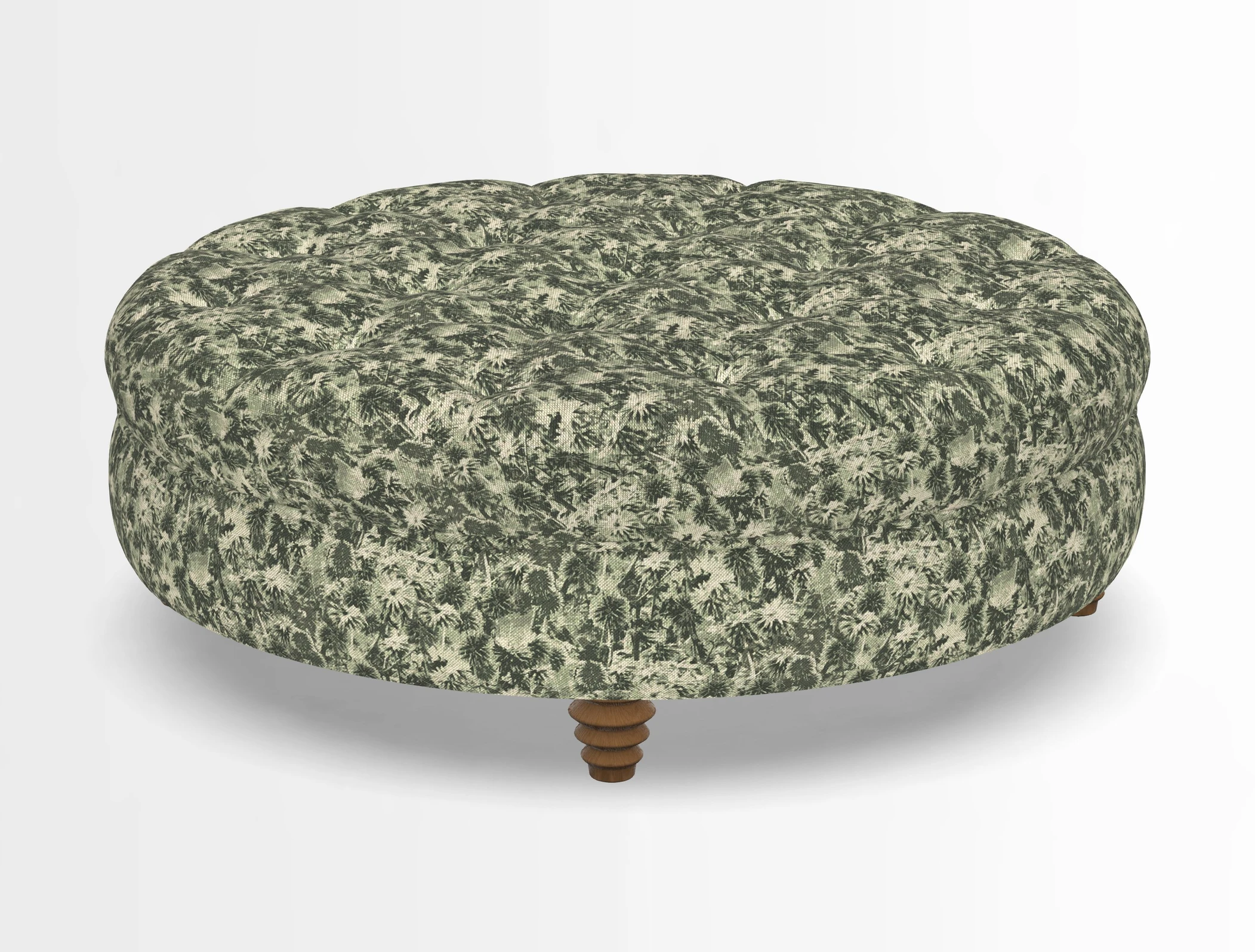 Helmsley Round Footstool in Linwood Omega Velvet Navy