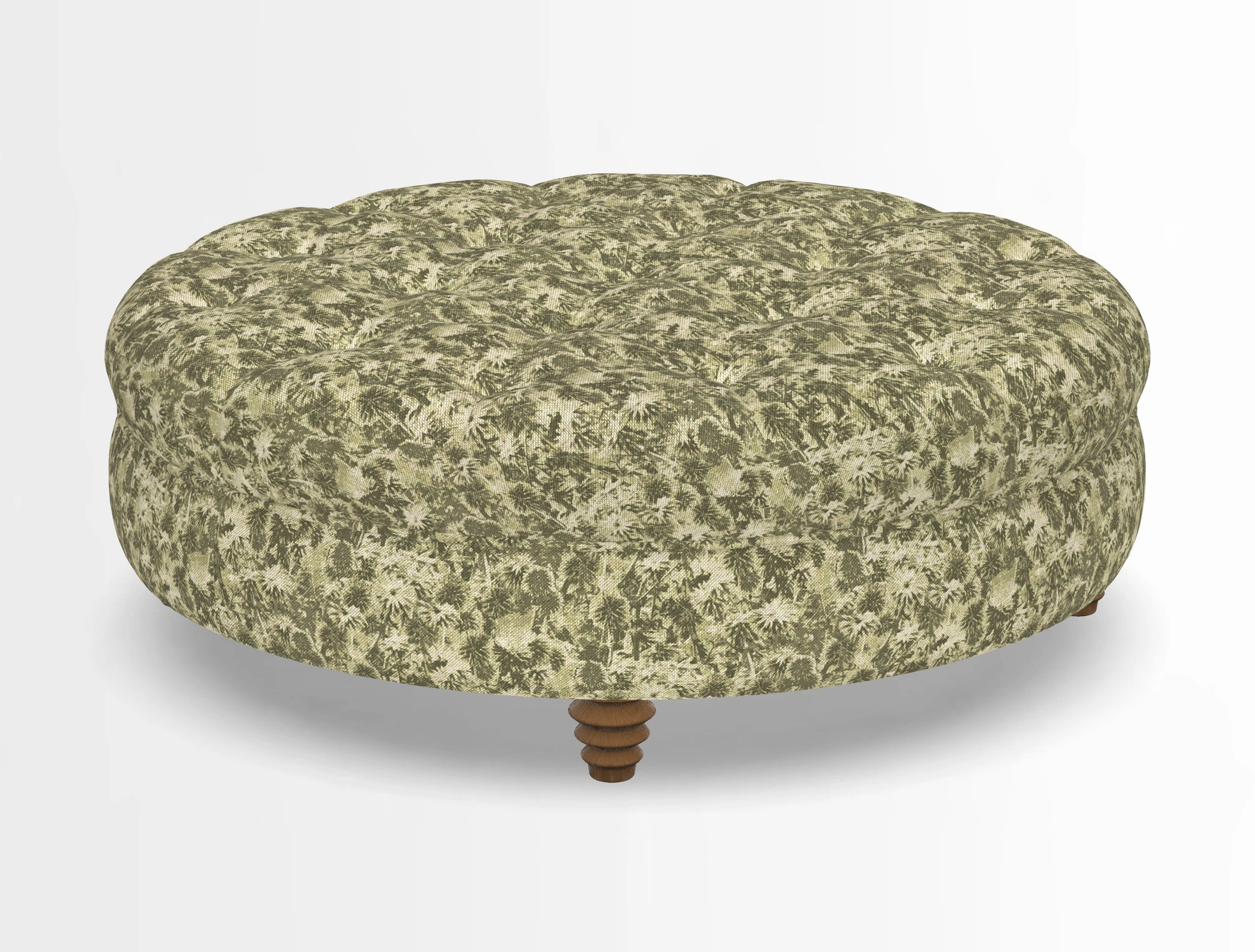 Helmsley Round Footstool in Linwood Omega Velvet Navy