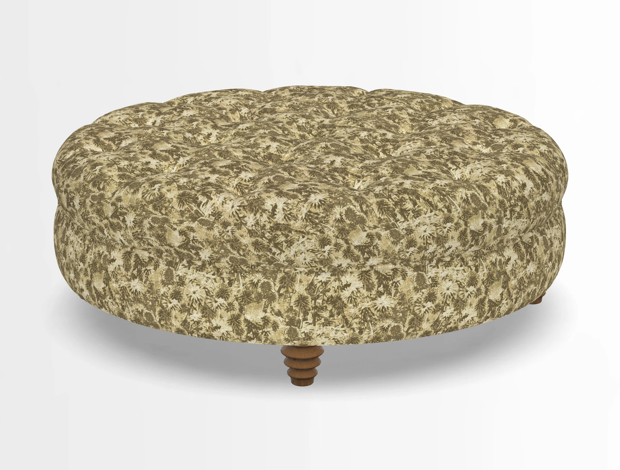 Helmsley Round Footstool in Linwood Omega Velvet Navy